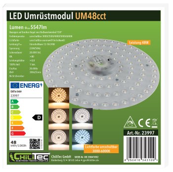LED Umrüstmodul "UM48cct" für Leuchten / Ø 30cm, 48W, Magnethalter