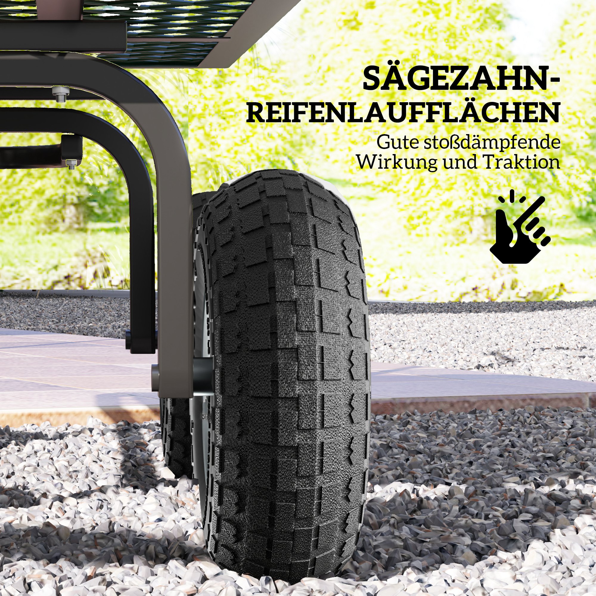 Schubkarrenrad 4er Set Ersatzrad 80 kg Ø 255 mm Vollgummi Luftreifen mit Schlauch Kugellager Schwarz