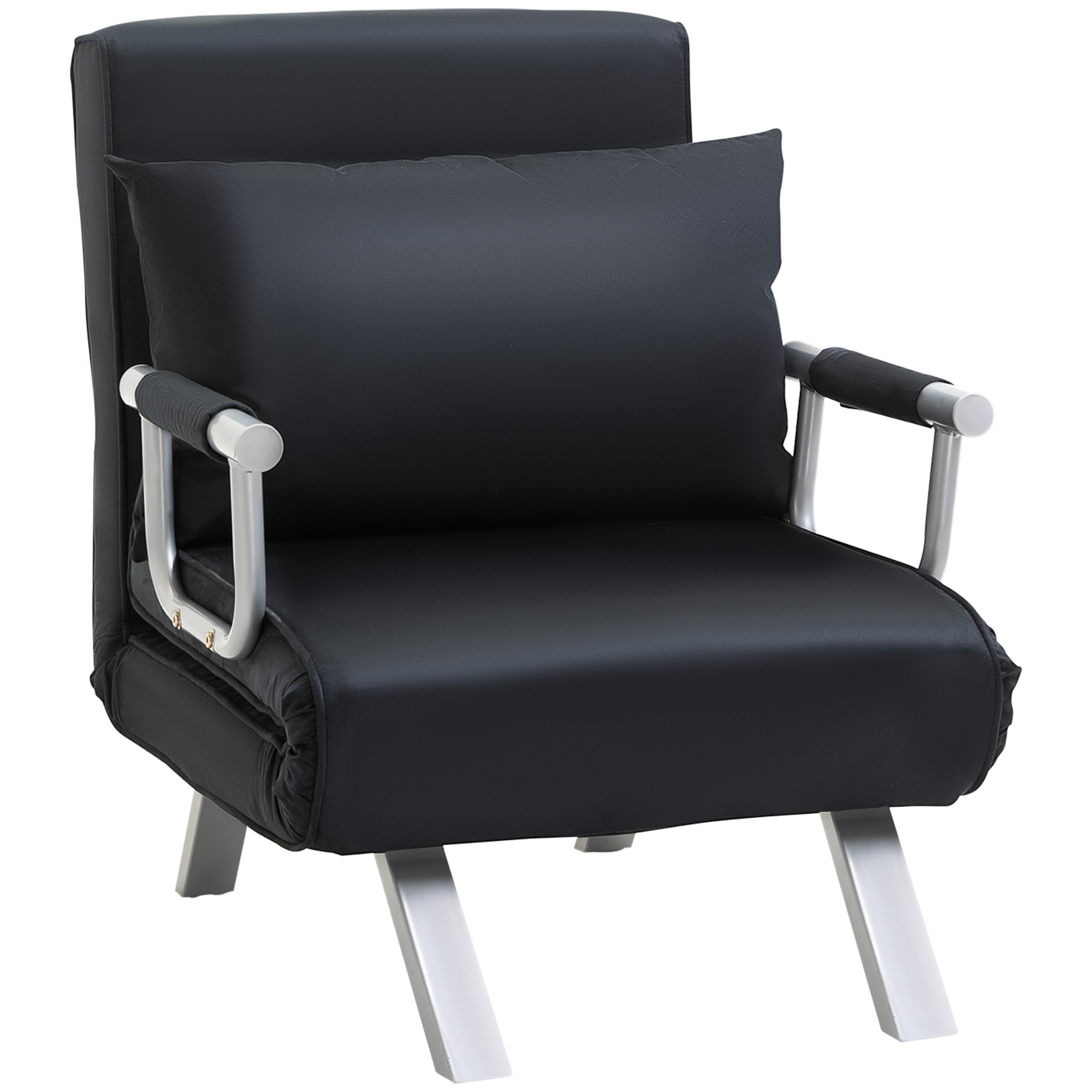 3-in-1 Schlafsofa, Gästebett, Sessel inklusive Kissen, Schwarz