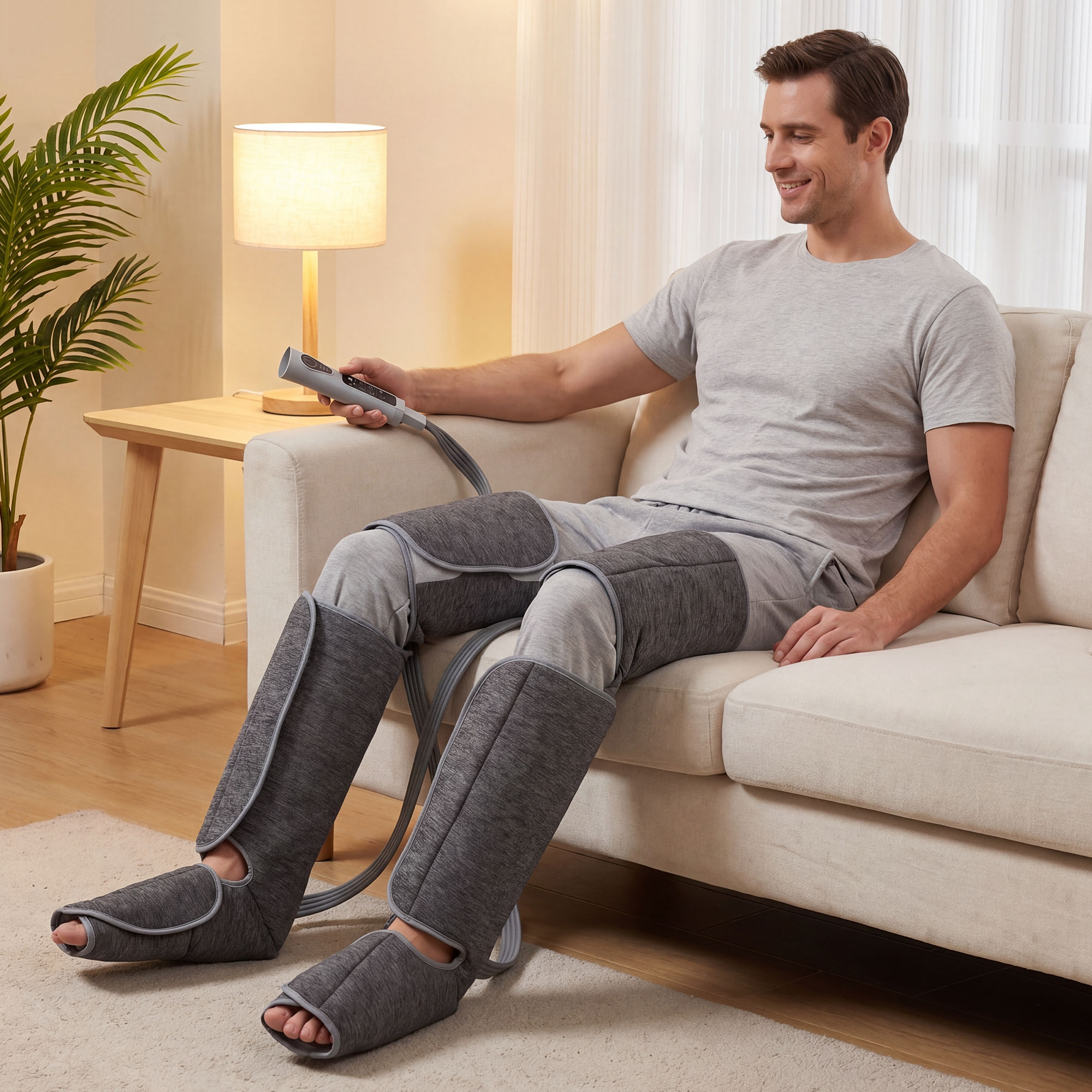 Beinmassager mit Wärme, Kompression, 3 Automodi & 3 Intensitäten, Fuß- und Wadenmassagegerät