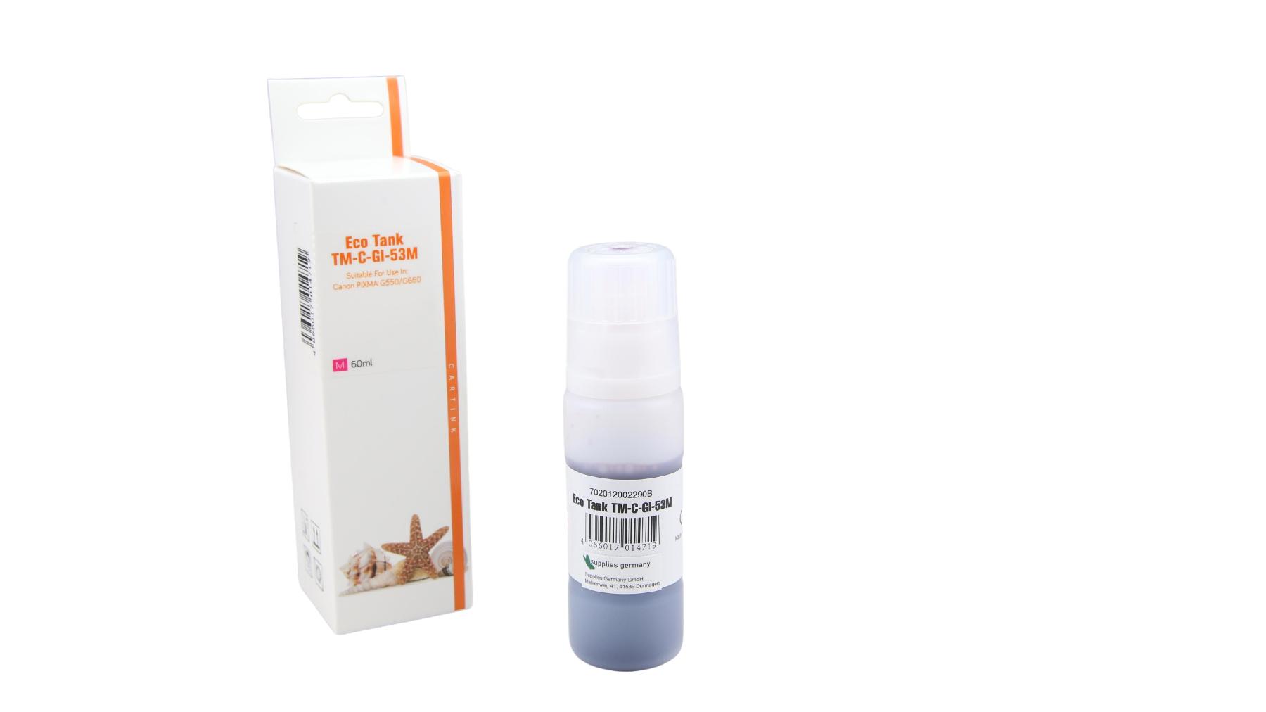 GI53M Eco Tank Nachfüllflasche Magenta für Canon / 4681C001 / 60ml GI53M Eco Tank Nachfüllflasche Magenta für Canon / 4681C001 / 60ml