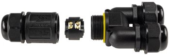 Kabelverbinder Y-Form, IP68, 450V/24A / Schraubanschluss, für Kabel Ø 8-12mm