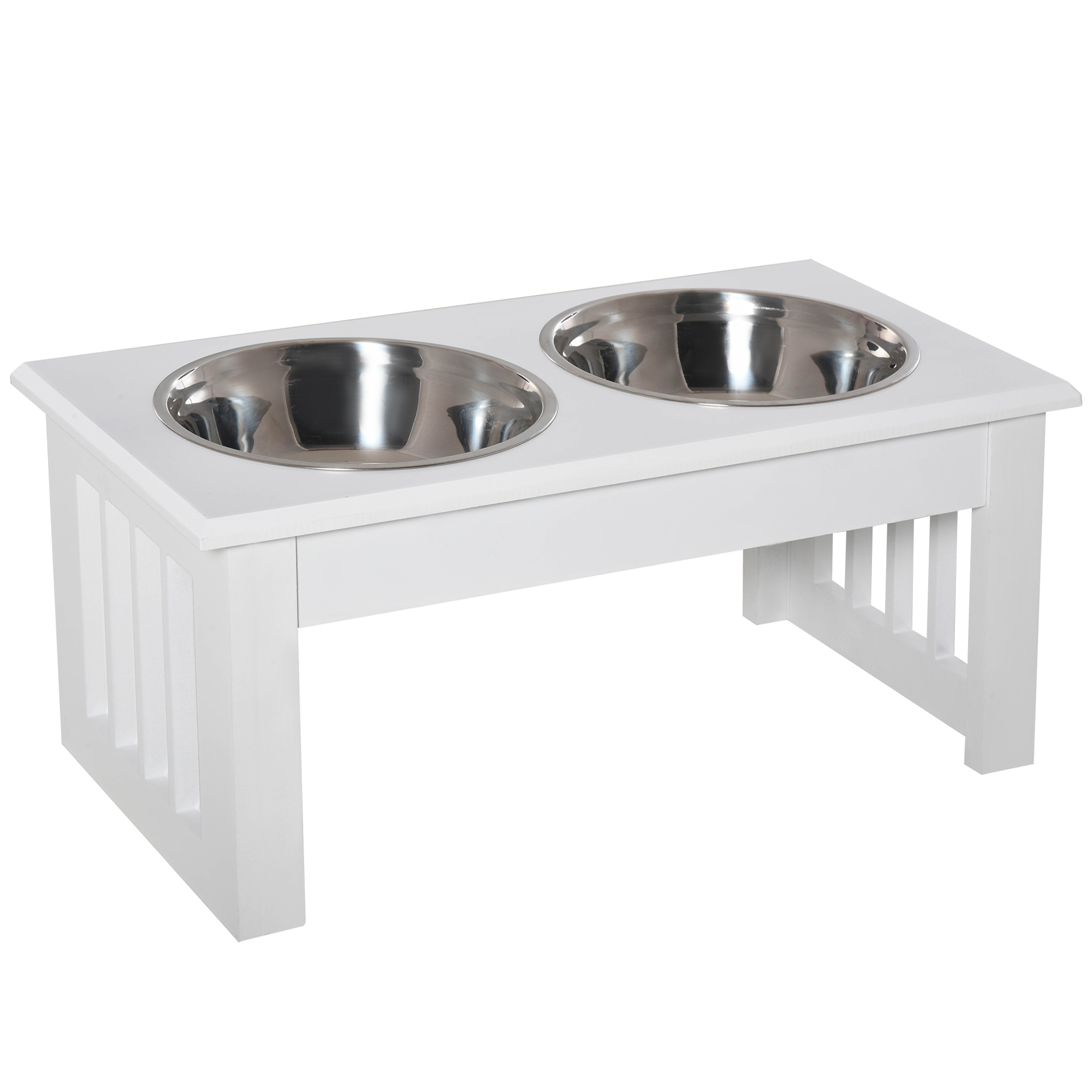 Hunde-Futterstation, rutschfest, 44 x 24 x 15cm, Weiß, 0,9L pro Napf