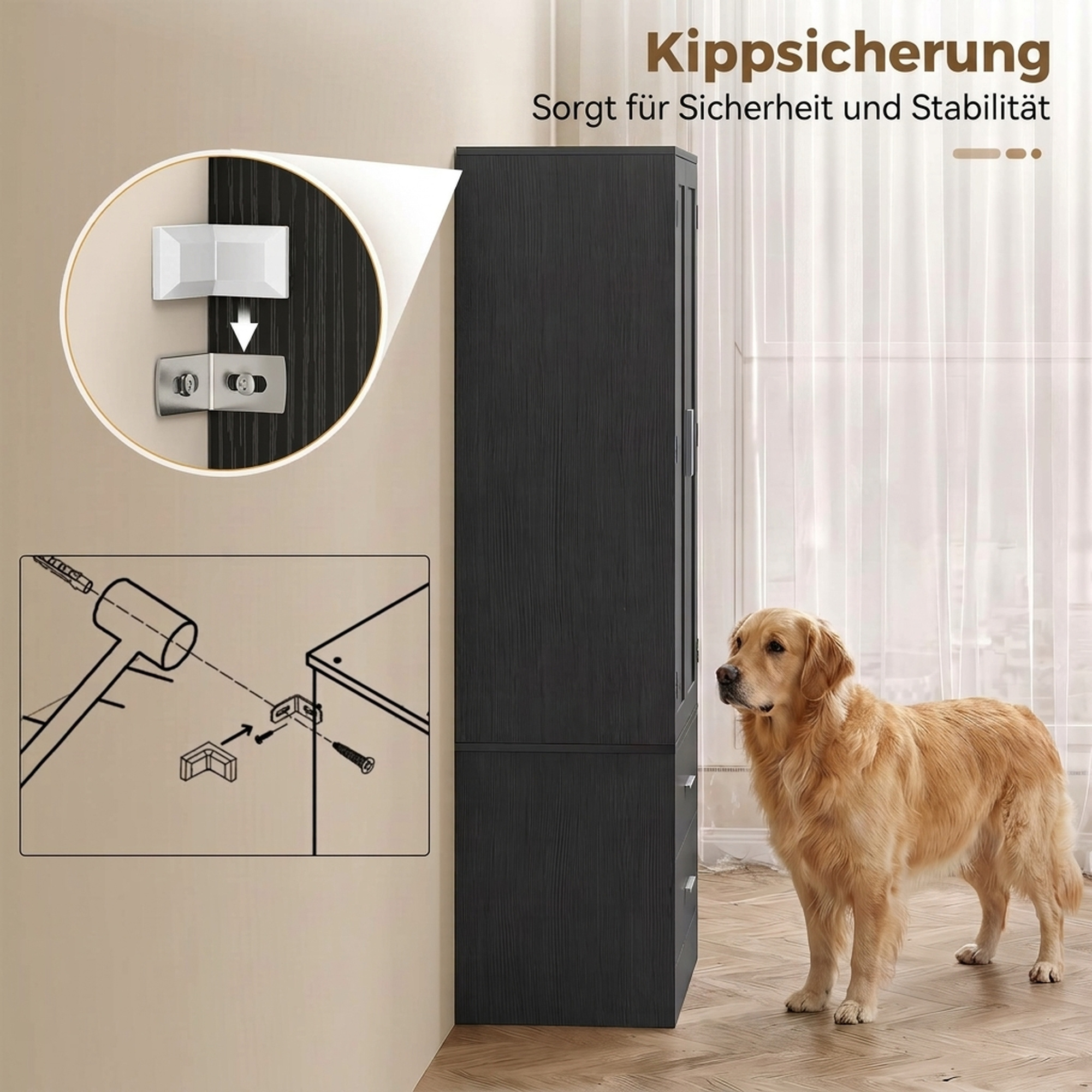 Vorratsschrank 8 Türablagen verstellbare Böden Küchenschrank 159 cm Schwarz