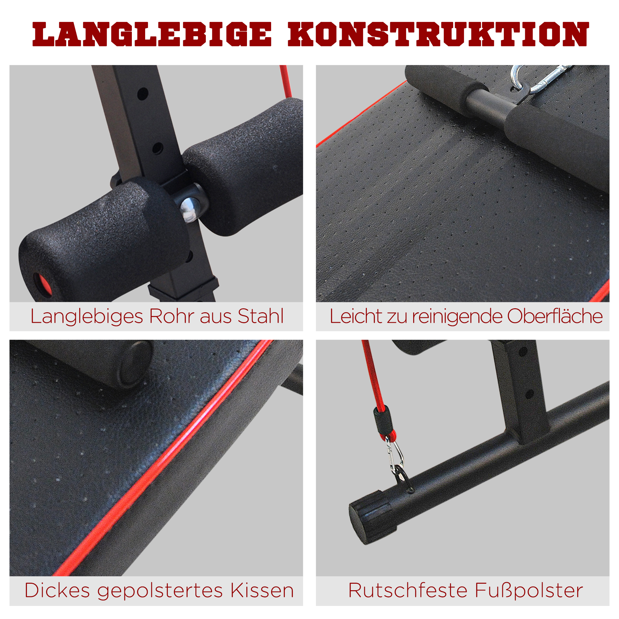 Sit Up Bank höhenverstellbar multifunktion Hantelbank mit 4/5-Fach Verstellbarer Beinfixierung, Trainingsbank für Ganzkörpertraining Flachbank Schrägbank Bauchtrainer & Rückentrainer