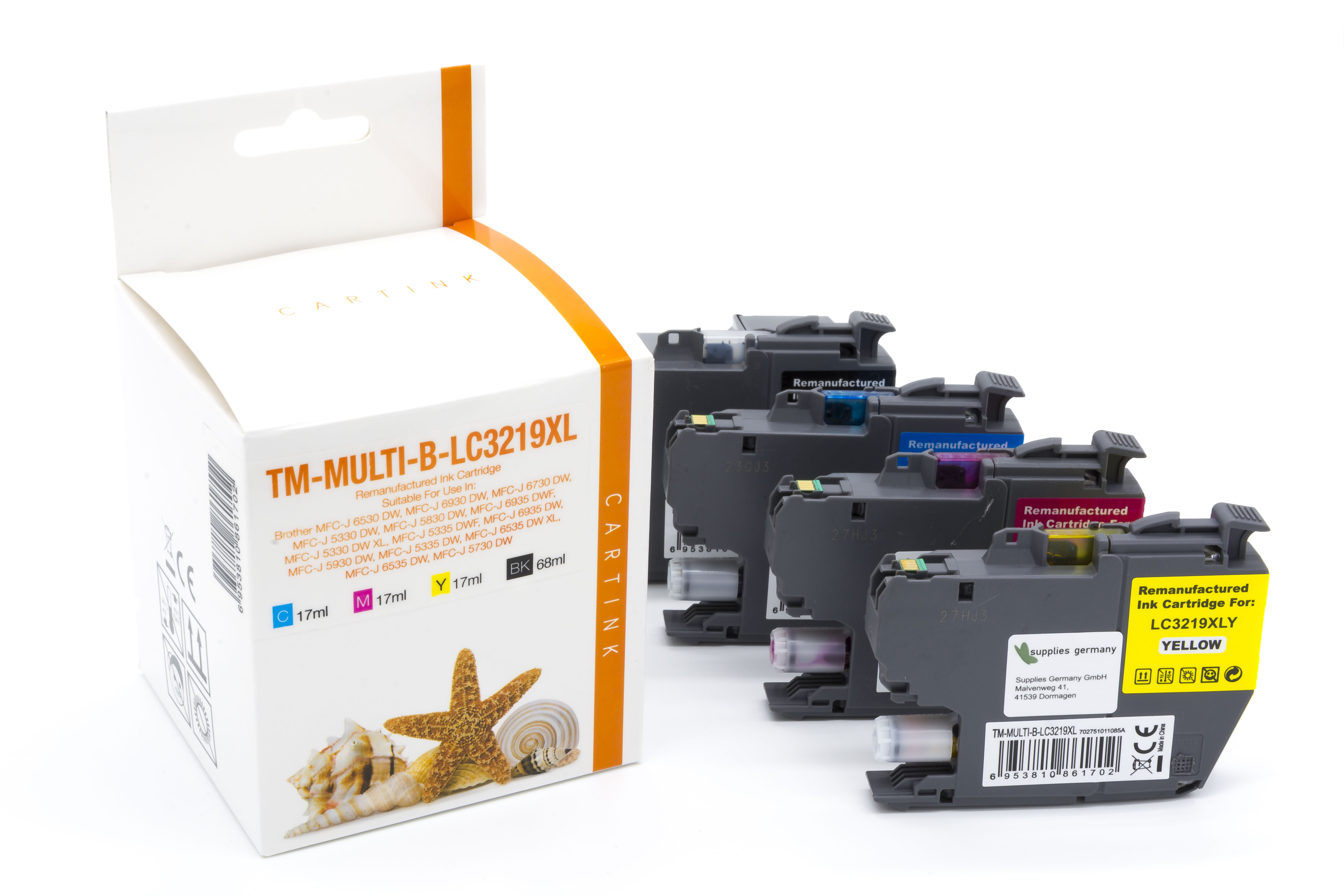 Multipack LC3219XL alternativ Tinte für Brother / LC3219XL / Bk68ml/CMY17ml Multipack LC3219XL alternativ Tinte für Brother / LC3219XL / Bk68ml/CMY17ml