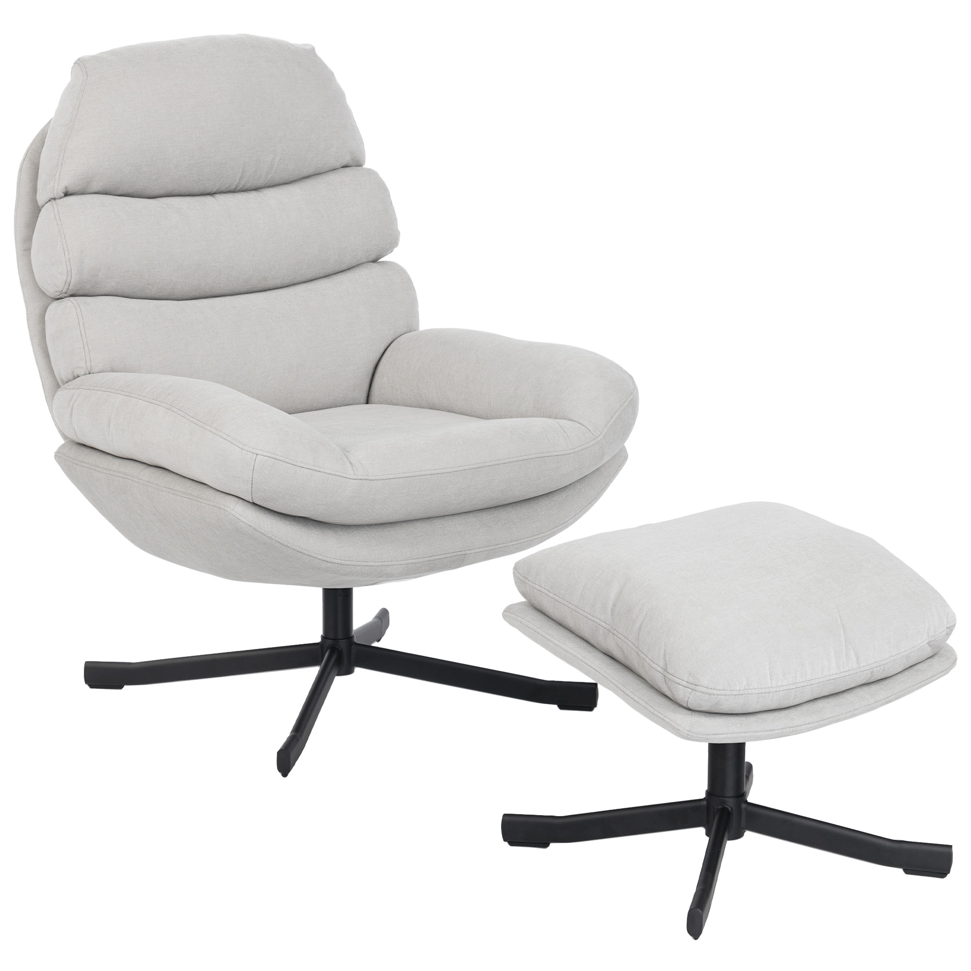 Relaxsessel mit Hocker Sessel Loungesessel mit Chenille-Stoff, Modern Fernsehsessel, 78 x 93 x 100 cm, Cremeweiß