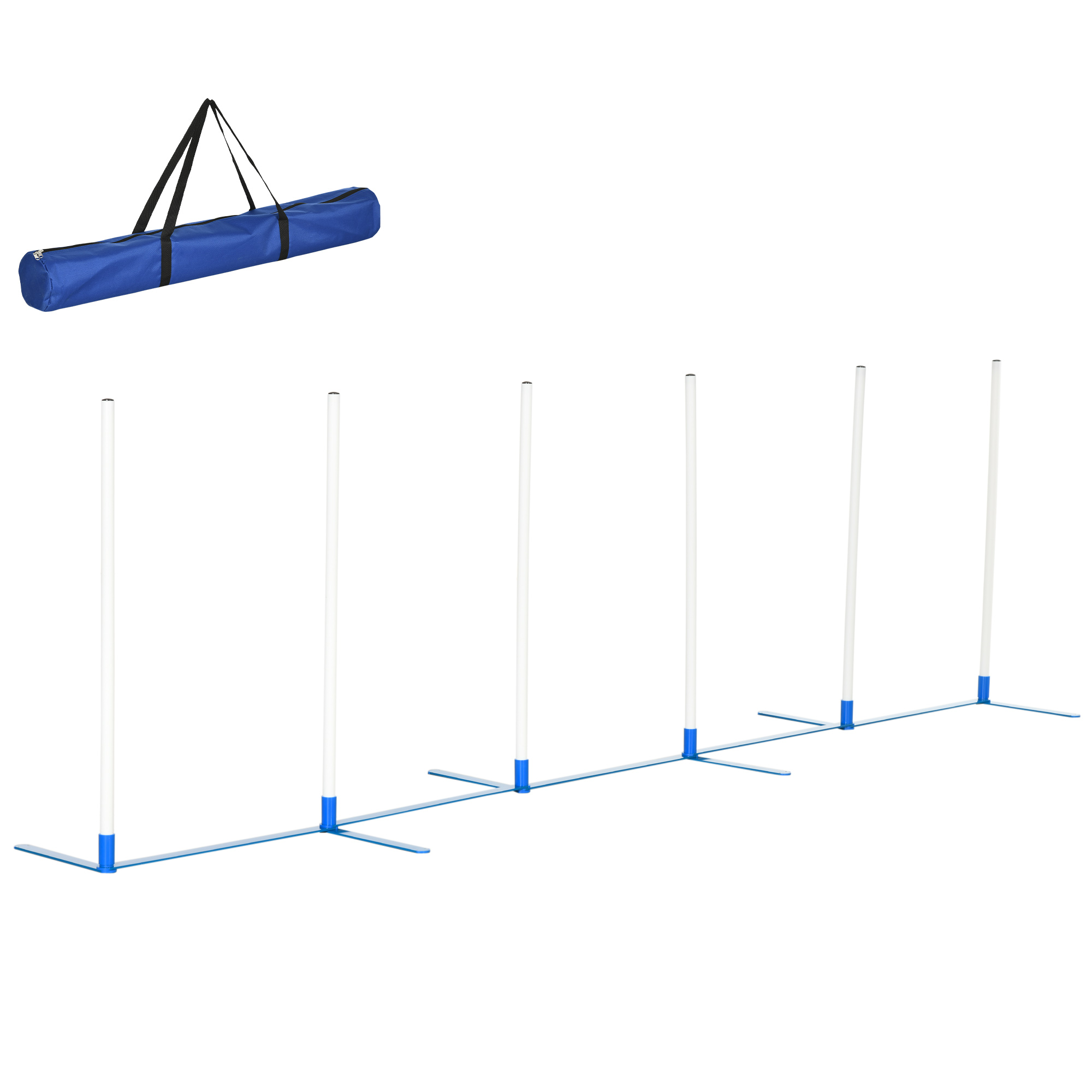 Agility Set Hunde 6-teiliges Agility-Ausrüstung für Hundetraining klappbar Steckhürdenset mit 6 Slalomstangen Tragetasche Trainingszubehör Koordinationstraining Agilityset für Spiele Training