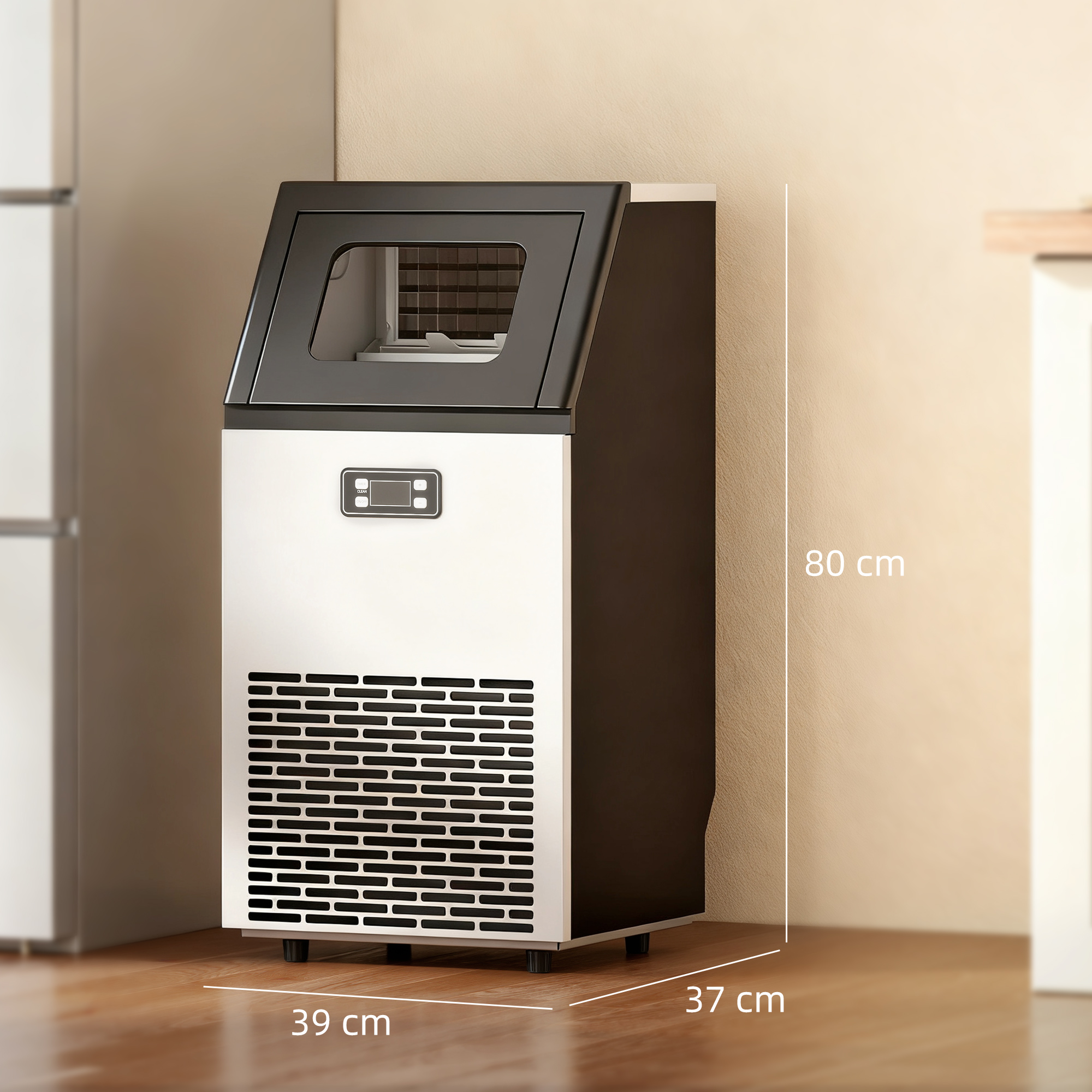 Eiswürfelmaschine 45 kg/24H Eismaschine mit 11 kg Speicher, LCD-Anzeige für Restaurant