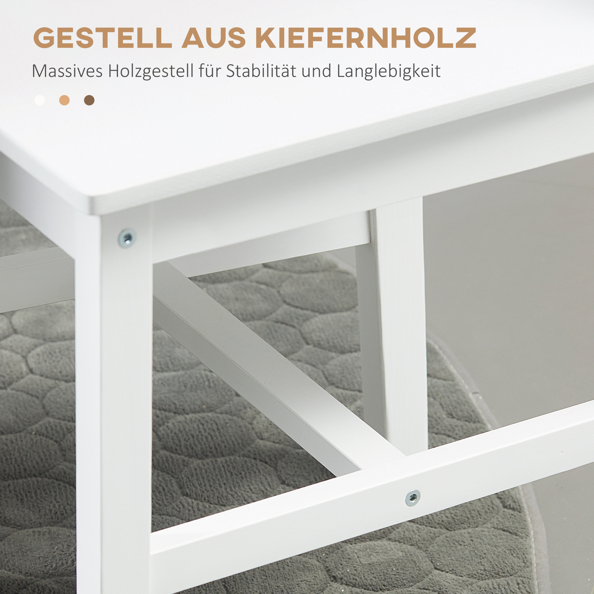 4er-Set Esszimmerstühle Küchenstühle Stühle, Massivholz, 41 cm x 46,5 cm x 85,5 cm, Weiß