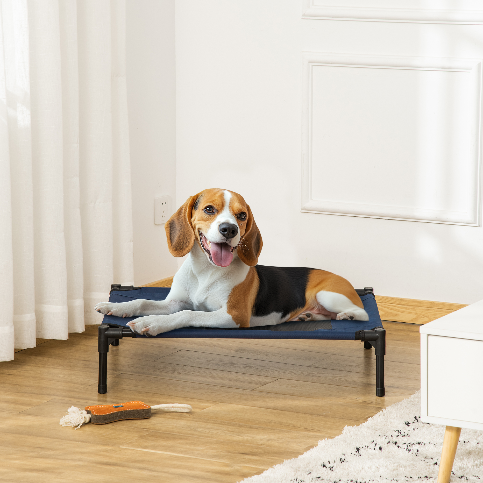 Hundebett Hundeliege Outdoor Katzenbett Haustierbett Schlafplatz Stahl 600D Oxford-Gewebe Blau 76 x 61 x 18 cm