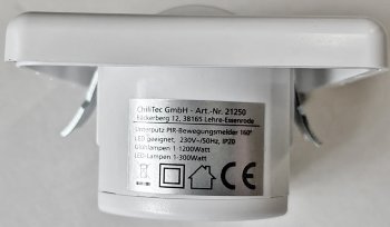 Unterputz PIR-Bewegungsmelder 160°, LED geeignet, 3-Draht Technik, weiß