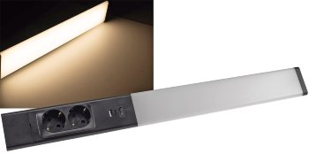 LED Unterbauleuchte "Arusha" schwarz / USB A+C PD, 60cm, Licht warmweiß