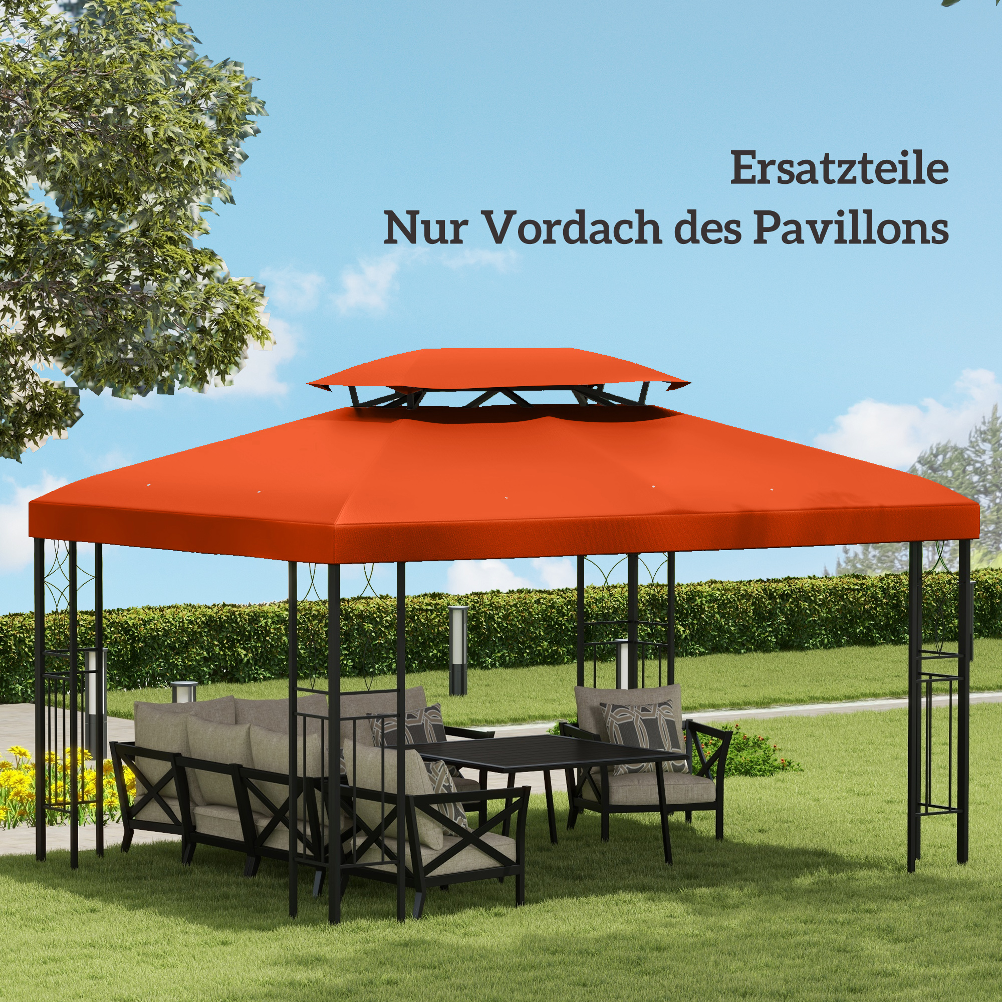 Ersatzdach für Gartenpavillons 3x4m Polyester Kaffee