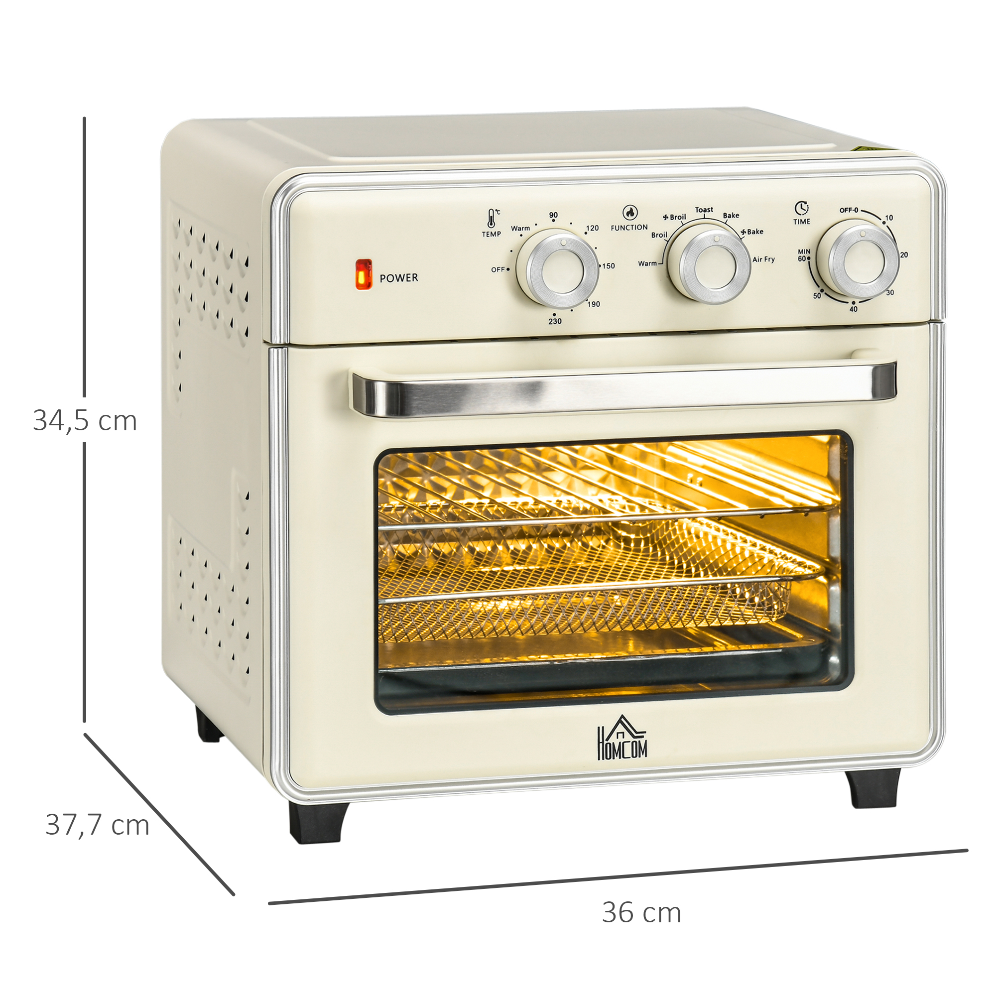 5-in1 Mini Ofen, 20 L Fassungsvermögen, 1400W, 1 Backrost, 1 Backblech, 60 Min. Timer