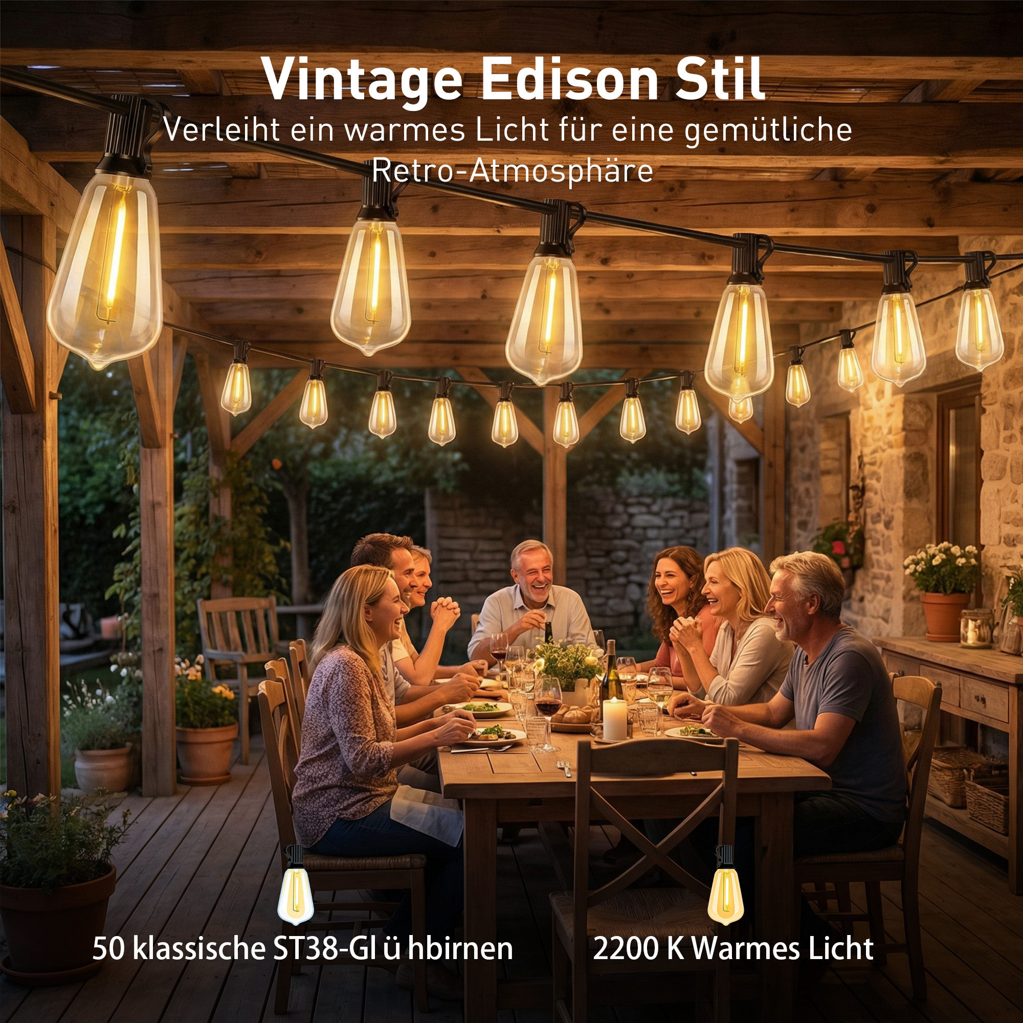 50 LED Vorhanglichter, 18 m verbindbare Lichterkette, IP44 spritzwassergeschützt, Innen- und Außendekoration
