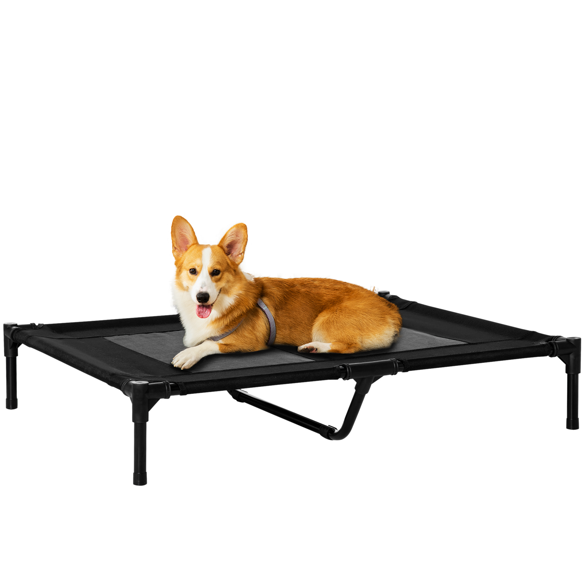 Hundebett, Outdoor-Hundebett, klappbar, atmungsaktiv, Schwarz