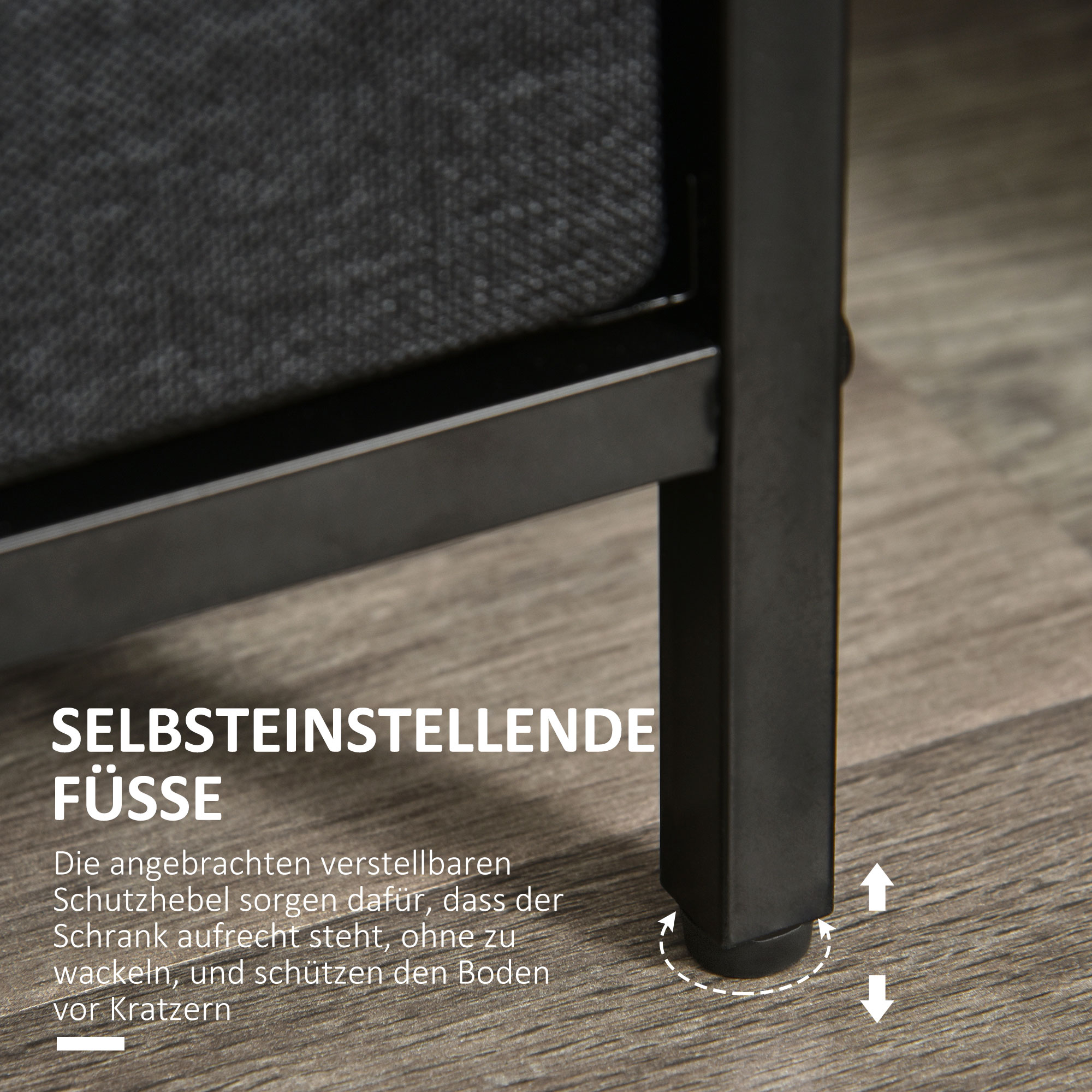 Kommode mit 4 Schubladen aus Leinen Aufbewahrungsschrank mit Ablage Griffen Schwarz