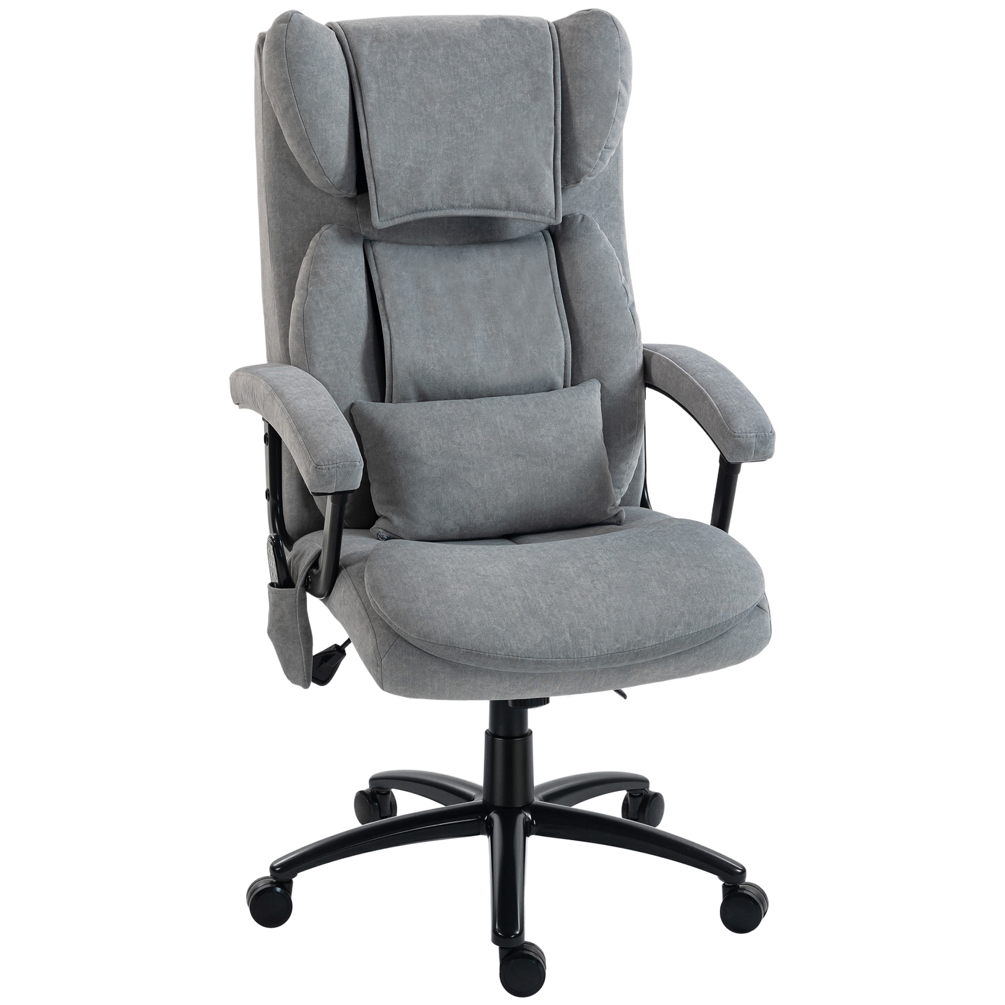 ergonomischer Massage-Bürostuhl mit 4 Knetpunkten, Chefsessel mit hoher Butterfly-Rückenlehne, breitem Sitz, Grau