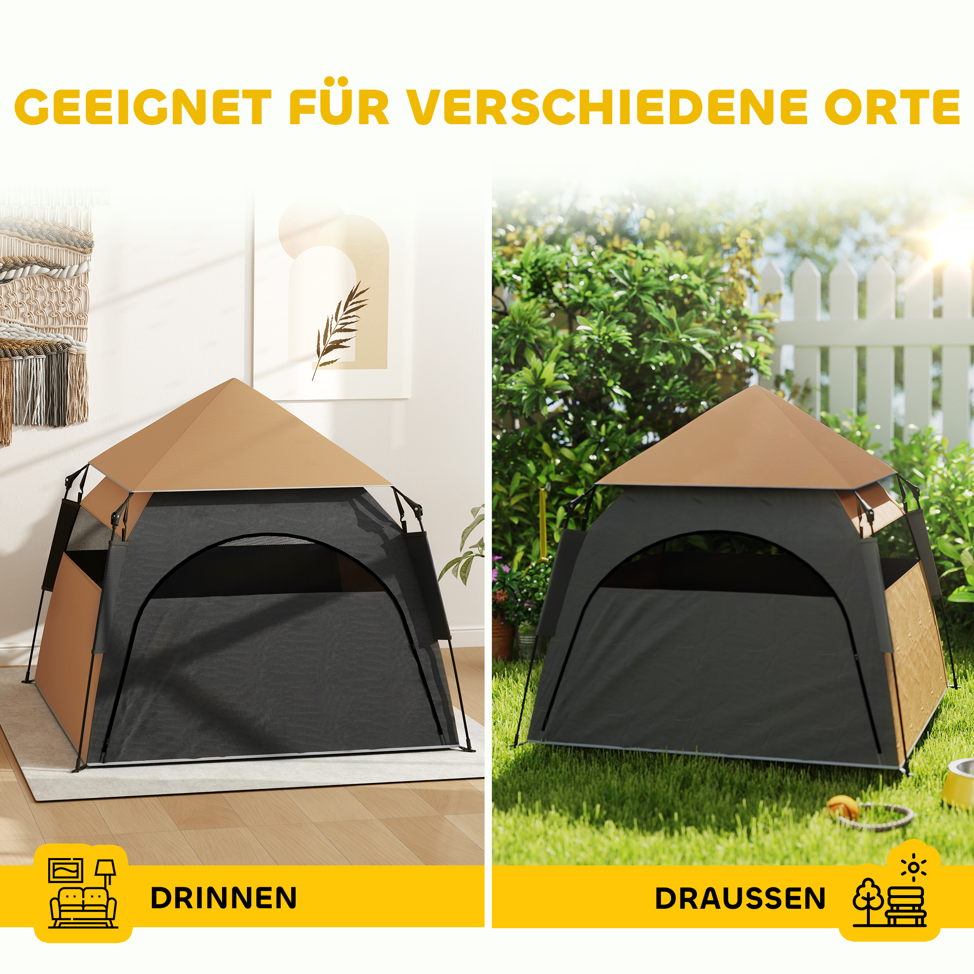 Haustierzelt, Hundezelt, klappbar, wetterbeständig, Hundehütte, für große Hunde, Dunkelbraun