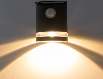 LED Solar Wandleuchte "SWL 119-A" / PIR Bewegungsmelder, IP44, anthrazit