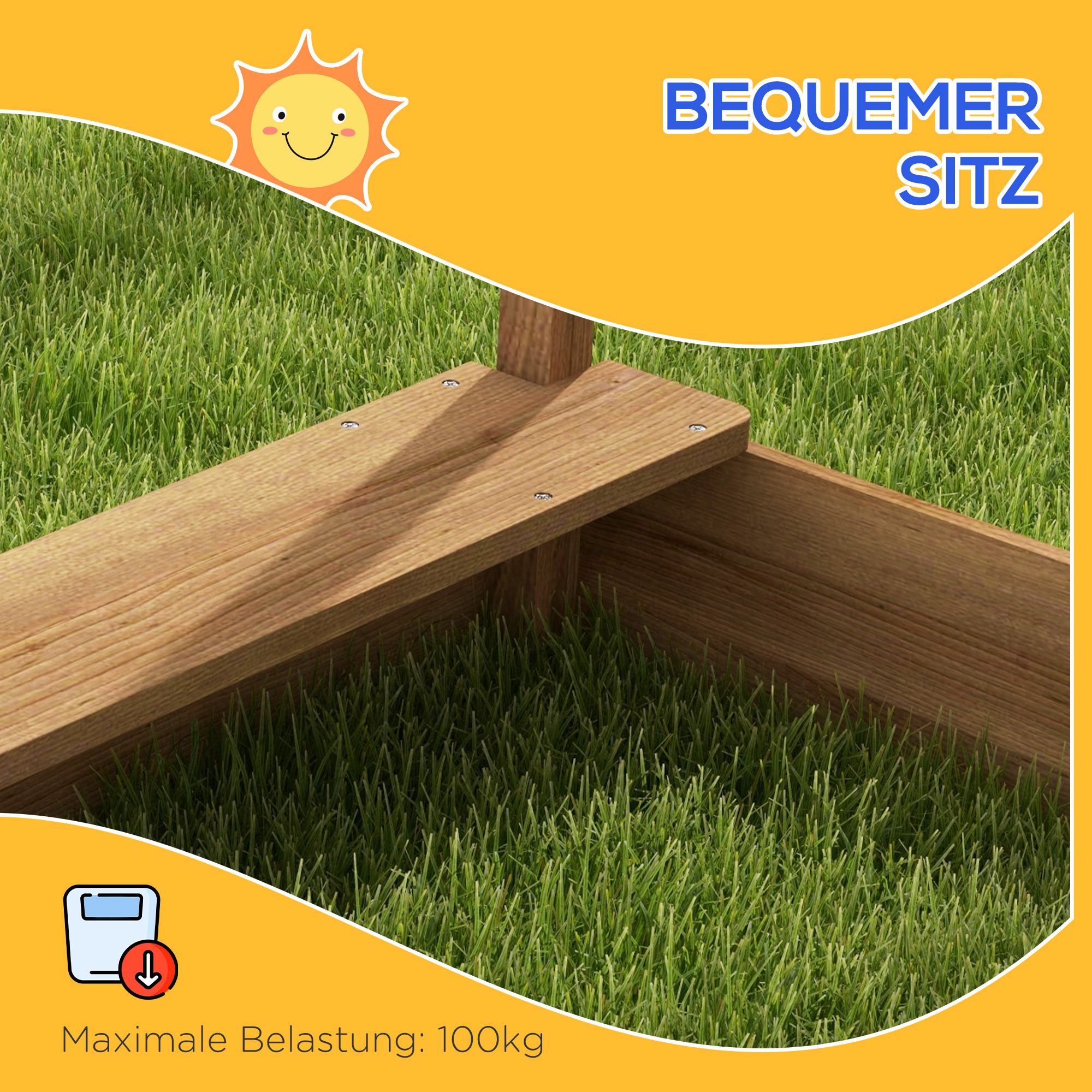 Sandkasten mit Sonnenschutz, Spielhaus-Design, mit Spielzeug-Set, behandeltes Massivholz, 124 x 116 x 146 cm, Braun