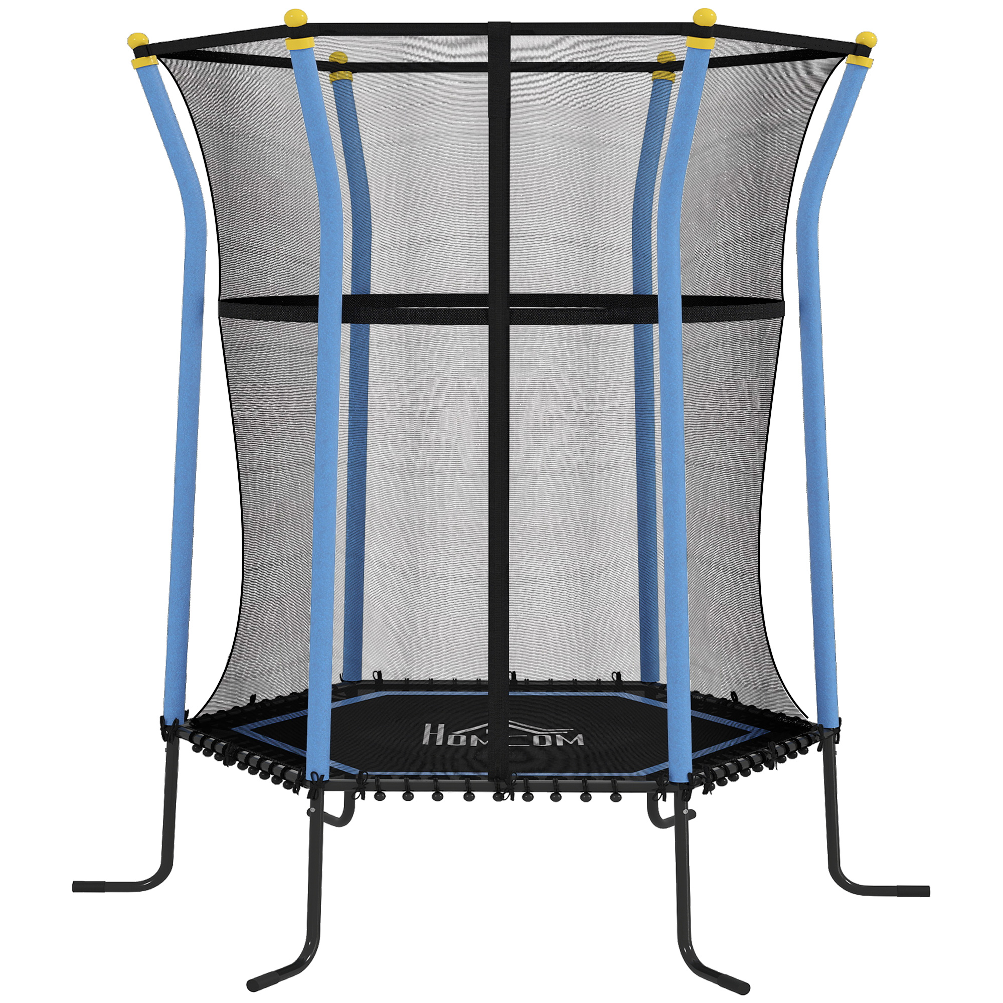 Trampolin für Kinder, Ø163,5 cm, mit Sicherheitsnetz, gepolstert, Stahl, belastbar bis 50 kg, Schwarz & Blau