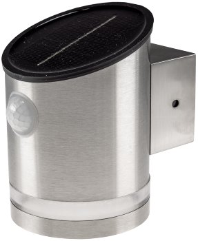 LED Solar Wandleuchte "SWL 119-ES" / PIR Bewegungsmelder, IP44, Edelstahl
