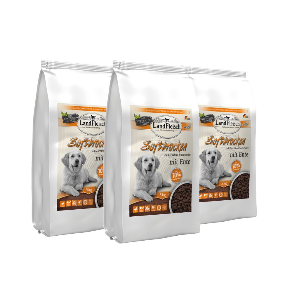 Landfleisch Softbrocken mit Ente 3x5kg Landfleisch Softbrocken mit Ente 3x5kg
