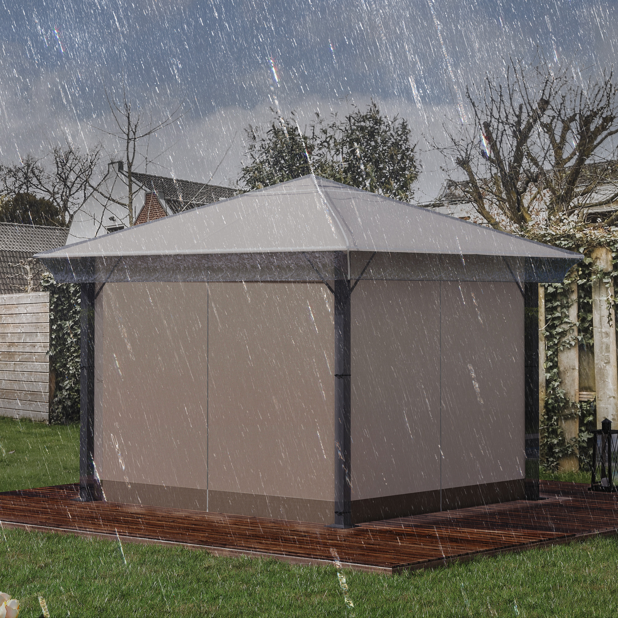 Pavillon-Regenabdeckung, Gartenpavillon-Schutz, windfest, wasserfest, Kunststoff-Plane, 300L x 300B x 80H cm