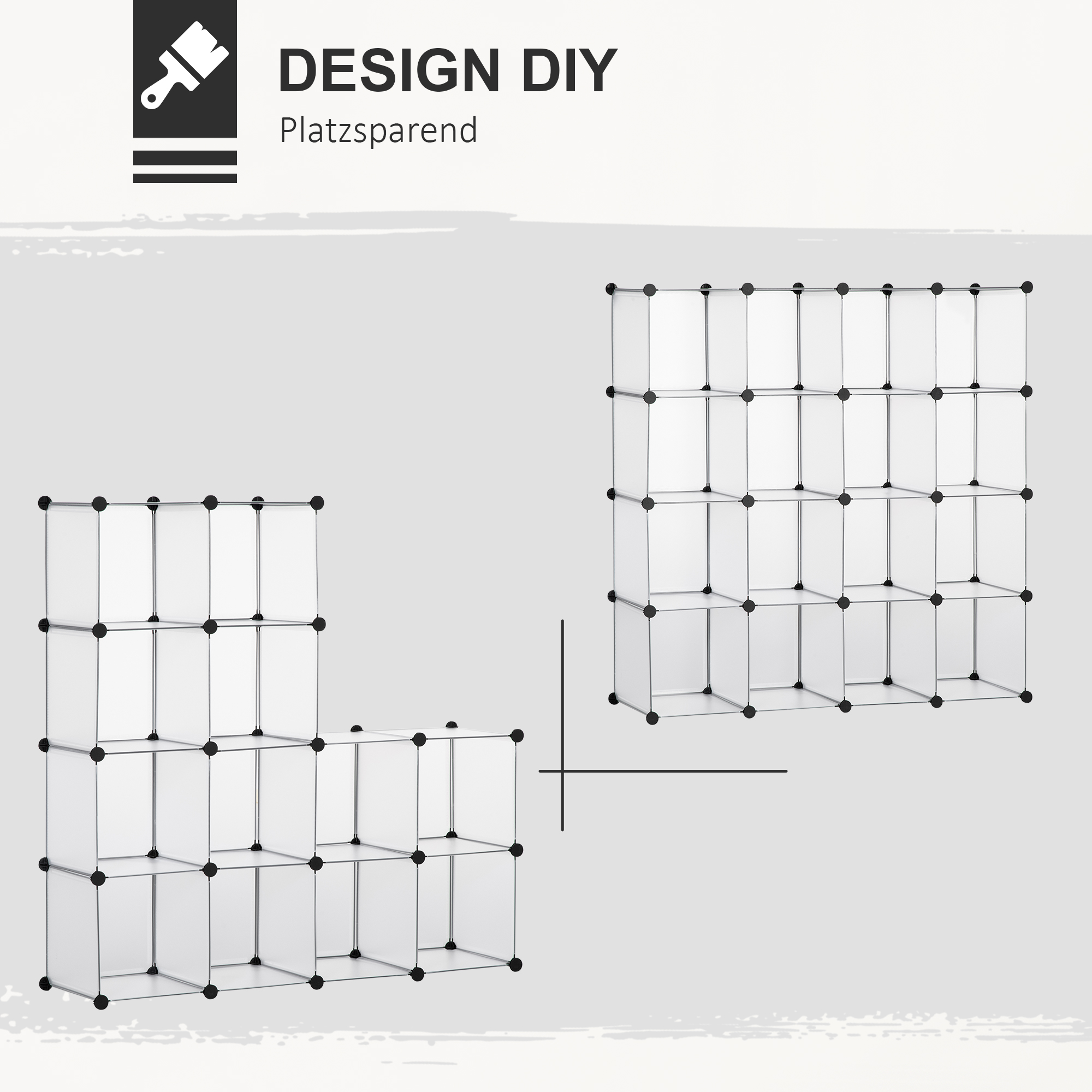 Modulares Regalsystem mit 16 separaten Boxen, Steckregal, DIY, Schwarz + Weiß