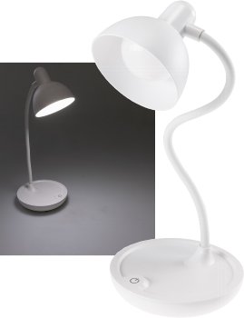 LED Tischleuchte mit Schwanenhals / Batterie, dimmbar, warmweiß, Weiß