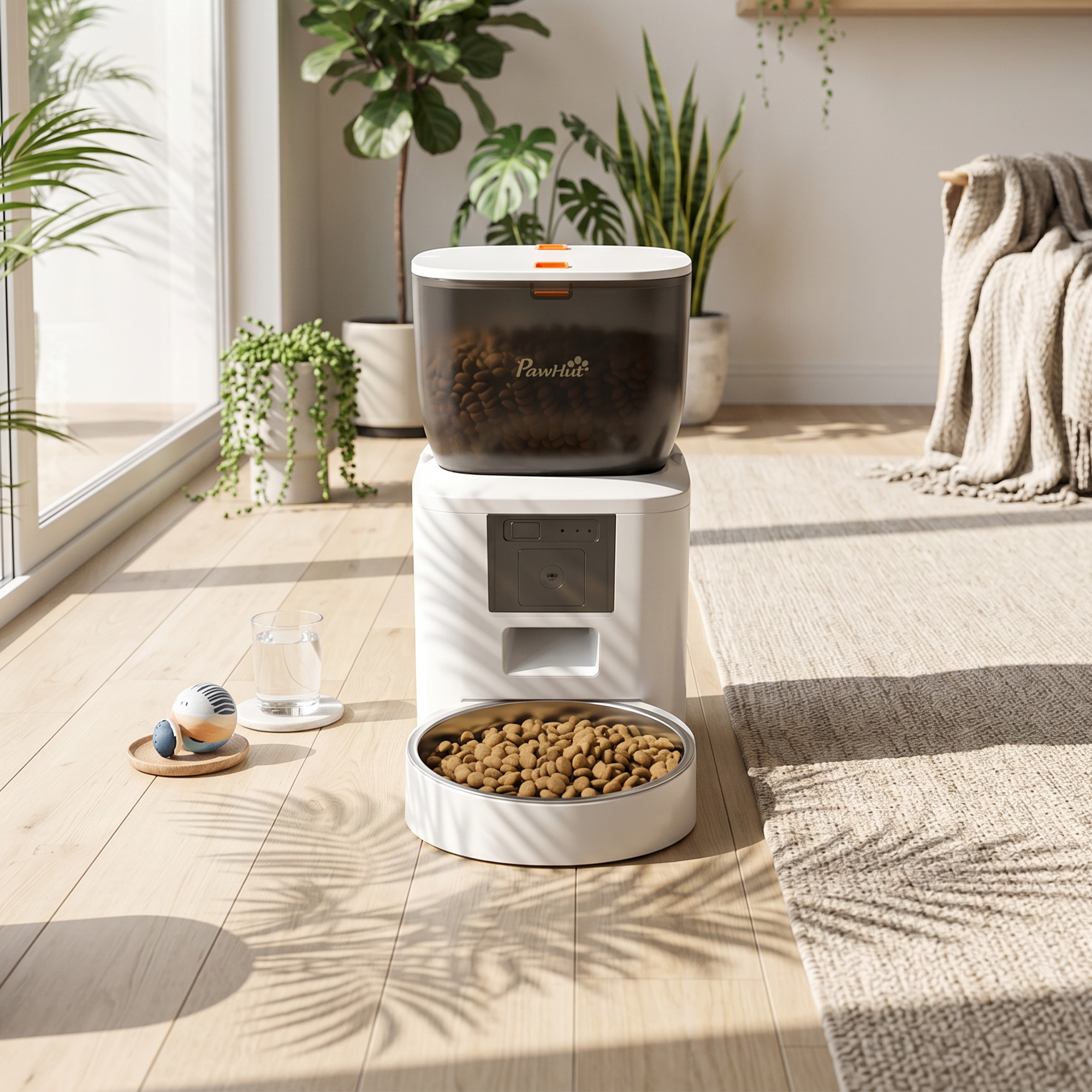 Futterautomat Katze mit Kamera, 2,4 GHz WLAN, App-Steuerung, 4L Futterautomat für 1–10 Mahlzeiten, 2-Wege-Audio