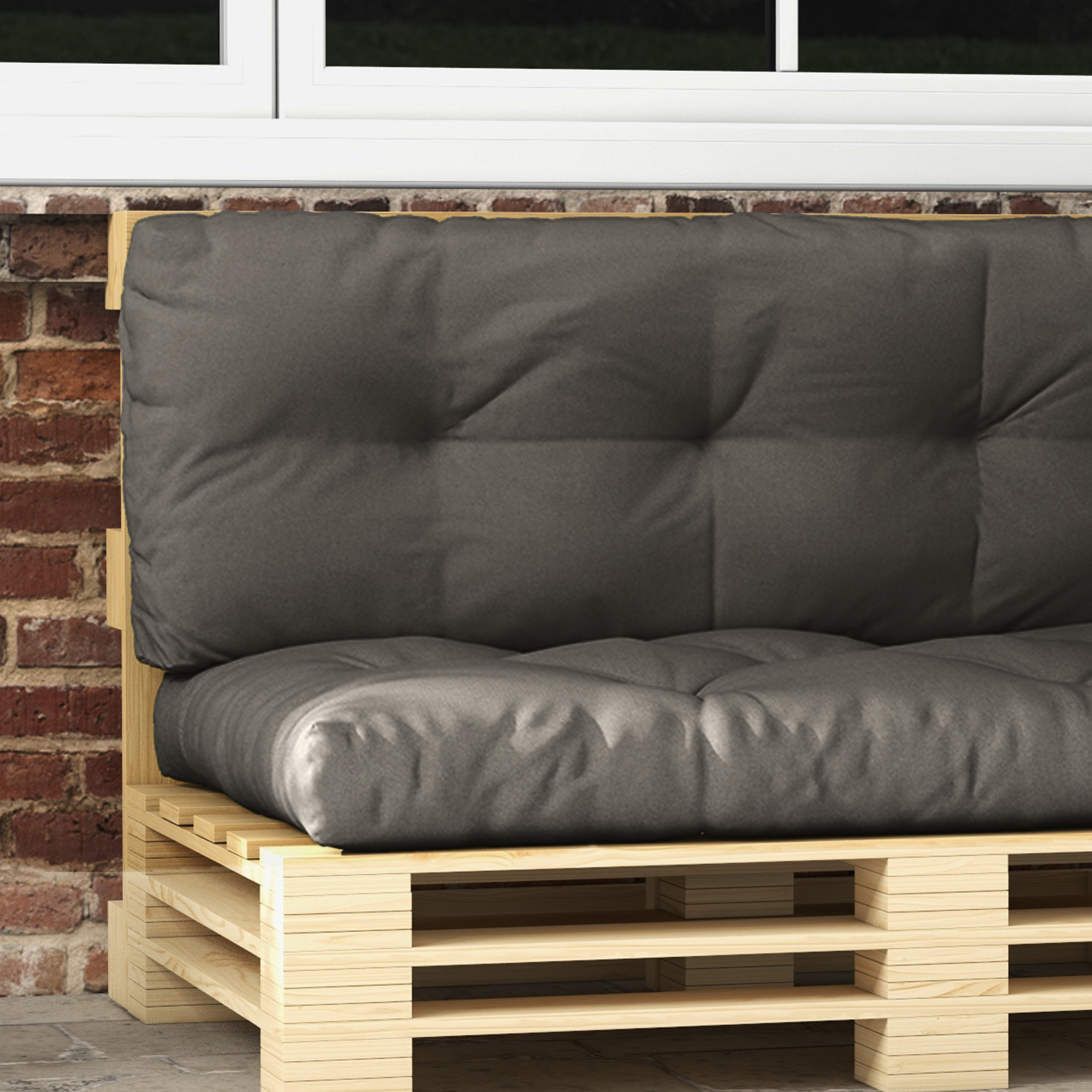 Polsterauflage Gartenmöbelsitzkissen Sitzauflage, wetterbeständig, Knopfheftung, 120 cm x 80 cm x 12 cm, Grau