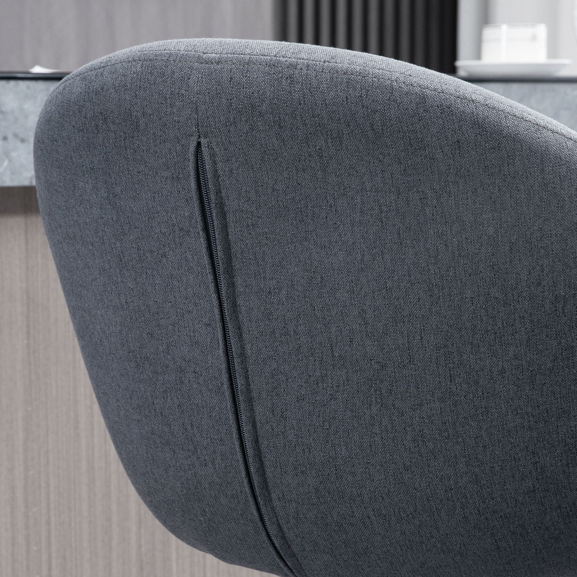 Barhocker höhenverstellbar mit Lehne und mit Fußstütze; Leinenoptik, 54 cm x 54 cm x 112 cm, Grau