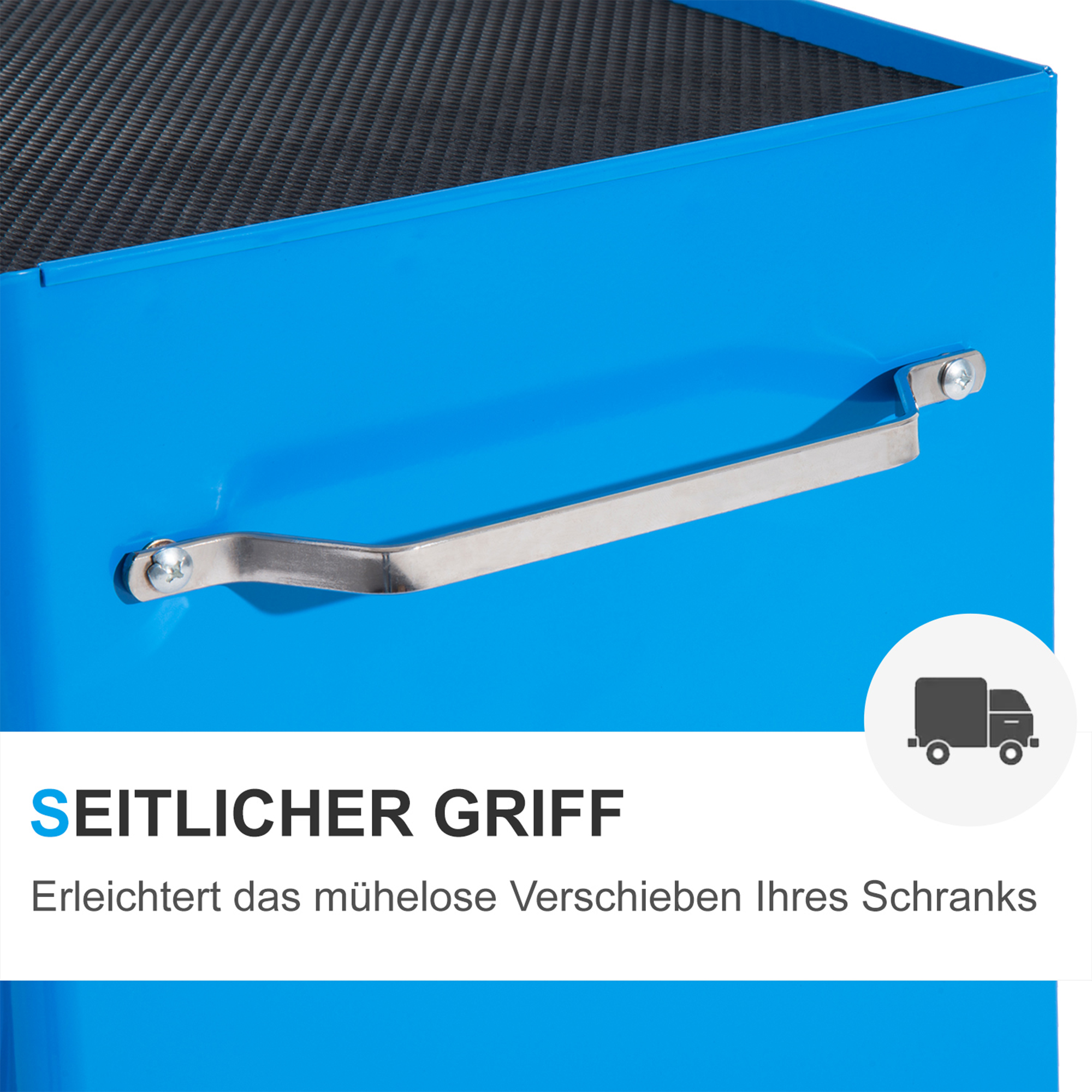 Werkzeugschrank, Werkzeugkiste, 5 Schubladen, rollbar, Stahl, Blau