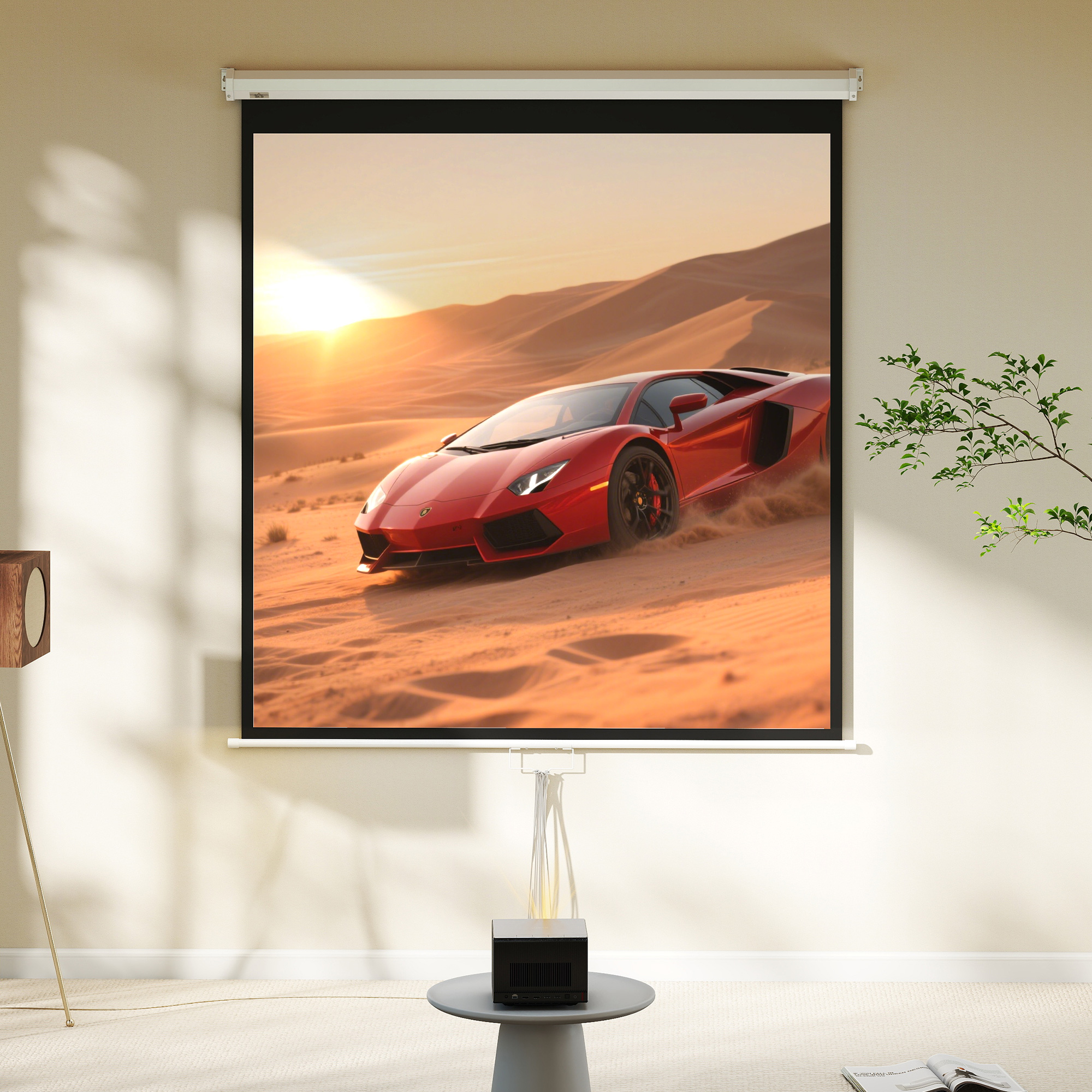 Beamer Leinwand 152 x 152 cm 85 Zoll 1:1 HD 4K Projektionsleinwand für Heimkino Büro-Präsentationen