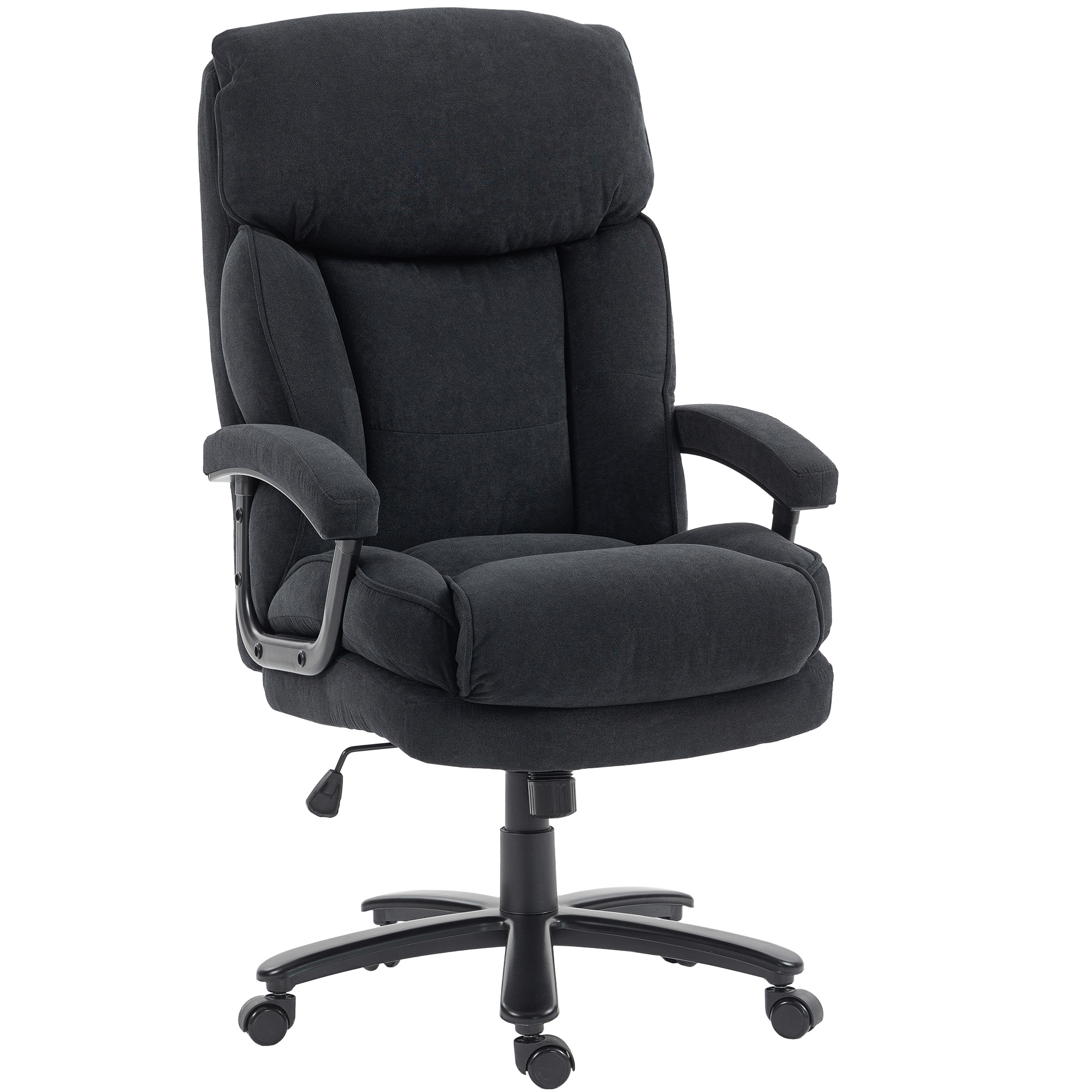 Chefsessel Ergonomisch Bürostuhl bis 200 kg mit Samtoptik, Hoher Rückenlehne, für Büro und Homeoffice Schwarz