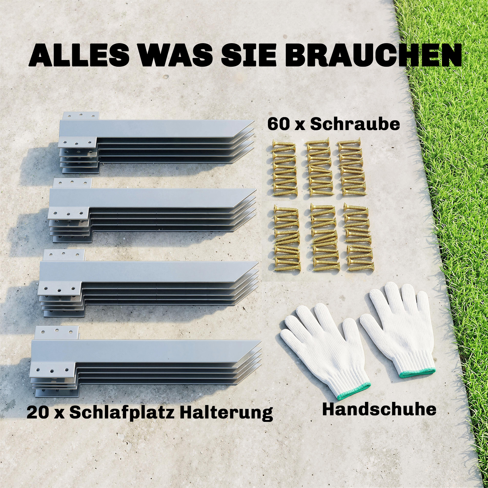 20er-Pack Bahnschwellen-Befestigungswinkel, 41 cm Schwerlast-Verzinkte Stahlpfähle mit Schrauben und Handschuhen