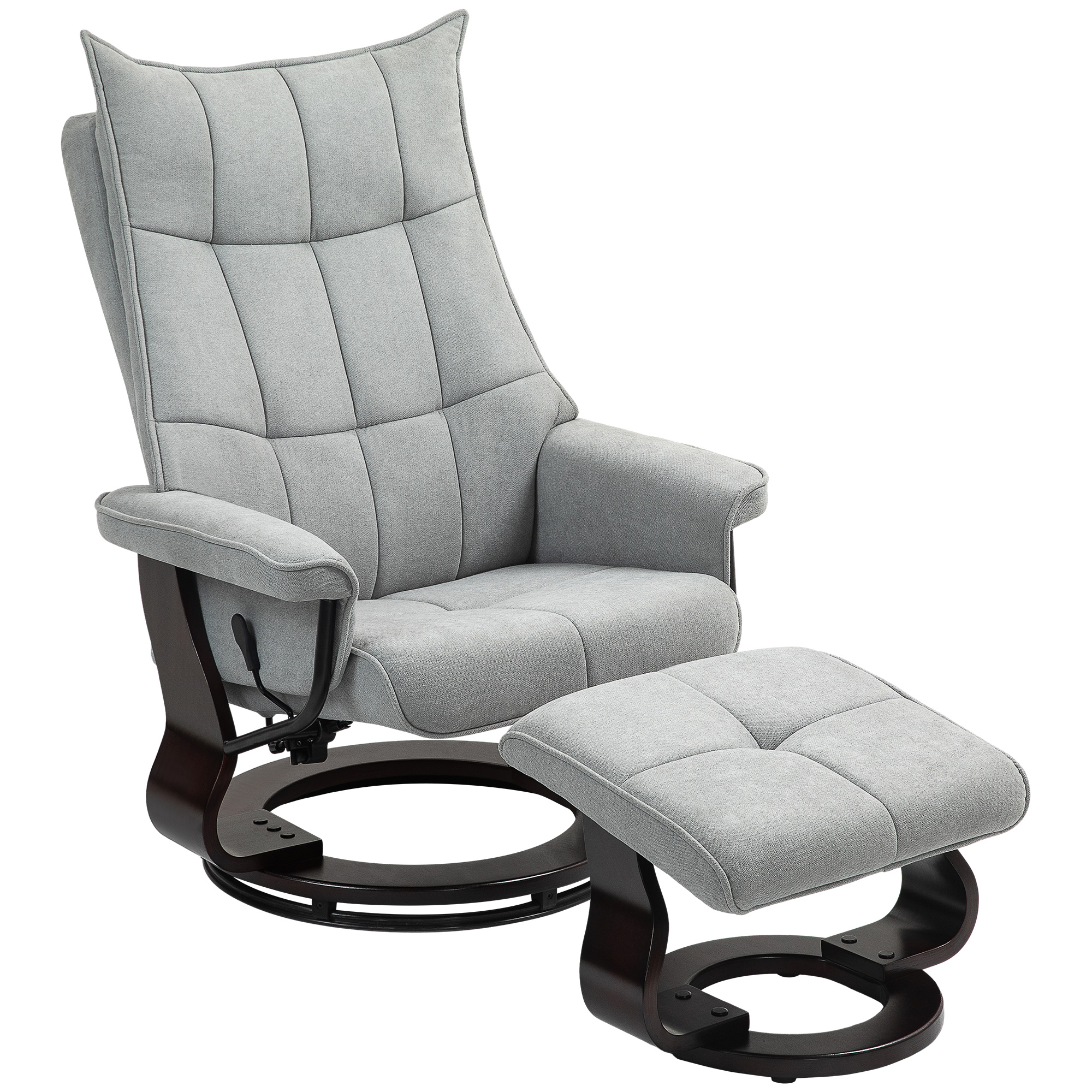 Relaxsessel mit Hocker, drehbar, Wippfunktion, verstellbare Rückenlehne, bis 150 kg, Grau