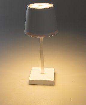 LED Tischleuchte 26cm, Weiß / 3xAA A Batterie, dimmbar, Licht warmweiß