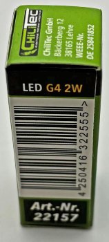 LED Stiftsockellampe G4 "Silikon W2" / 4200k, 220lm, 300°, 12V/2W, neutralweiß