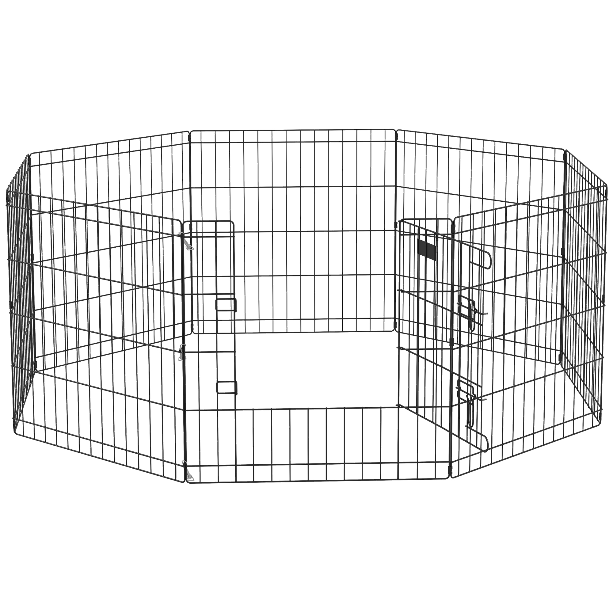 Haustierlaufstall, Spielgehege für Welpen und kleine Hunde, mit Tür, Indoor- und Outdoor-tauglich, 61 cm, Schwarz