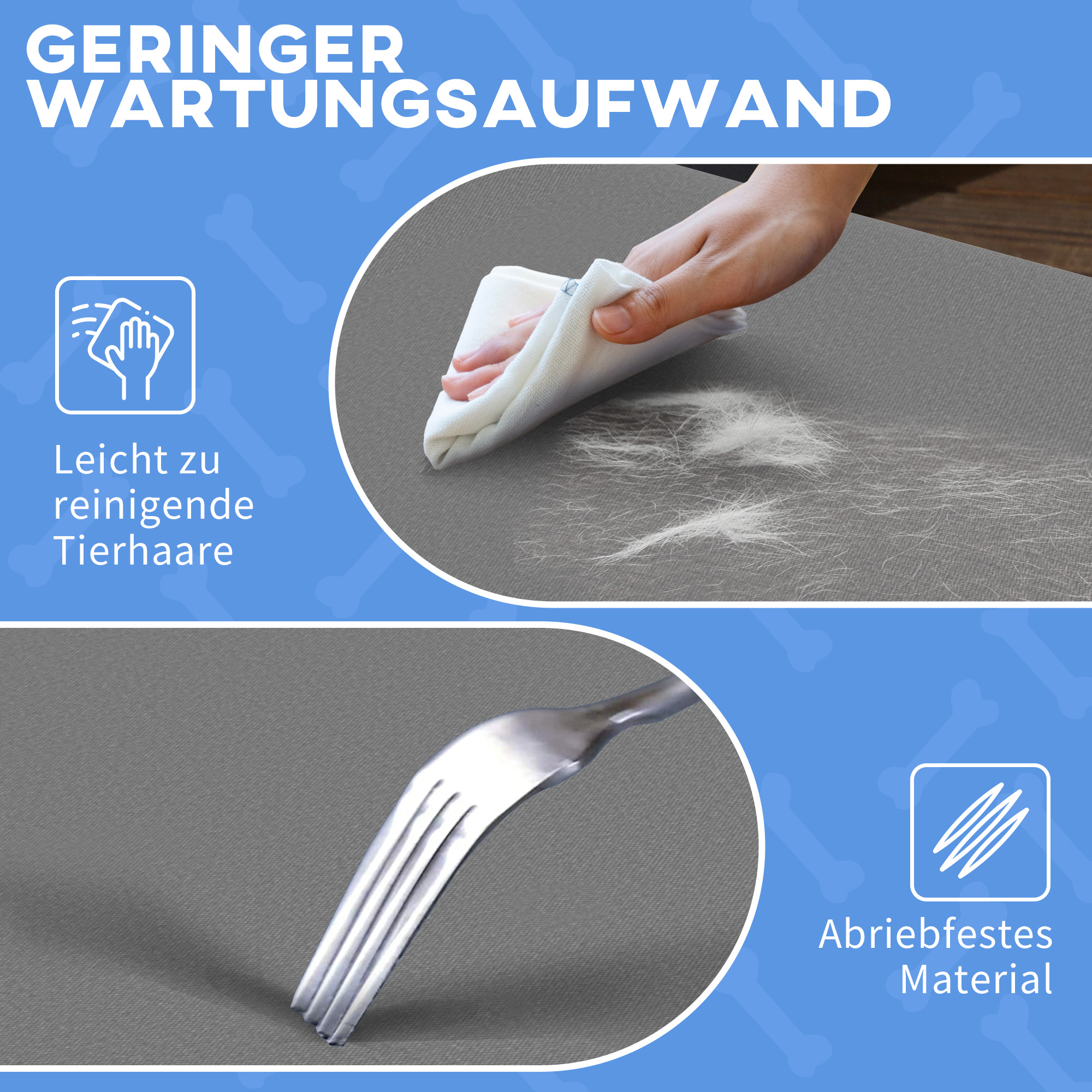 Hundebett, klappbar, robust & komfortabel, bis 10kg, 71x58x20cm, Grau