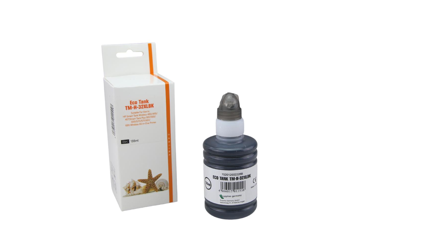 32XLschwarz Eco Tank Nachfüllflasche schwarz für HP / 1VV24A / 135ml 32XLschwarz Eco Tank Nachfüllflasche schwarz für HP / 1VV24A / 135ml