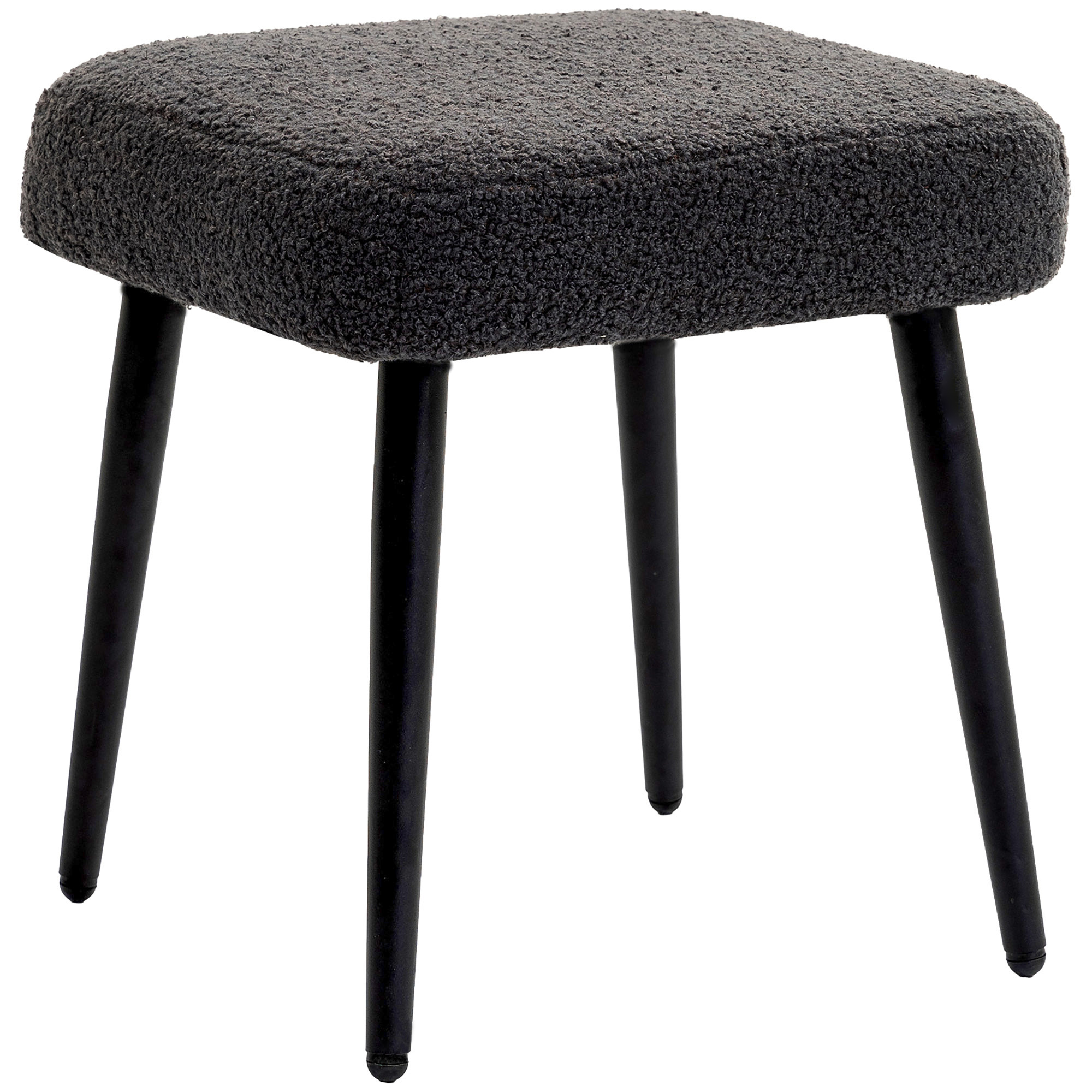 Hocker, Fußstütze, gepolsterter Sitz, Kaschmir-Optik, Stahlbeine, 42 x 42 x 44 cm, Dunkelgrau Hocker, Fußstütze, gepolsterter Sitz, Kaschmir-Optik, Stahlbeine, 42 x 42 x 44 cm, Dunkelgrau