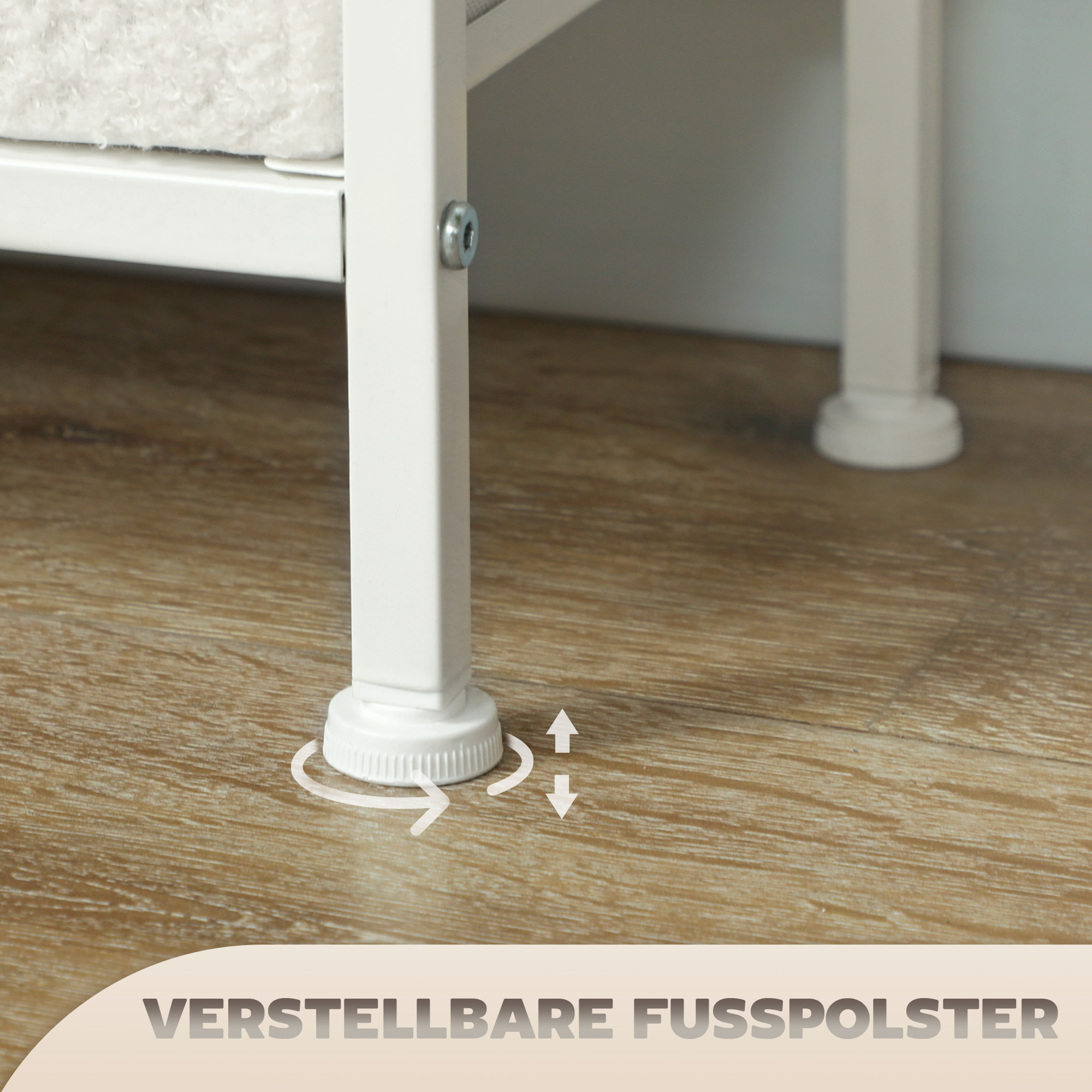 Stoffkommode, 9 Schubladen, Stahlrahmen, elegant, vielseitig, Weiß