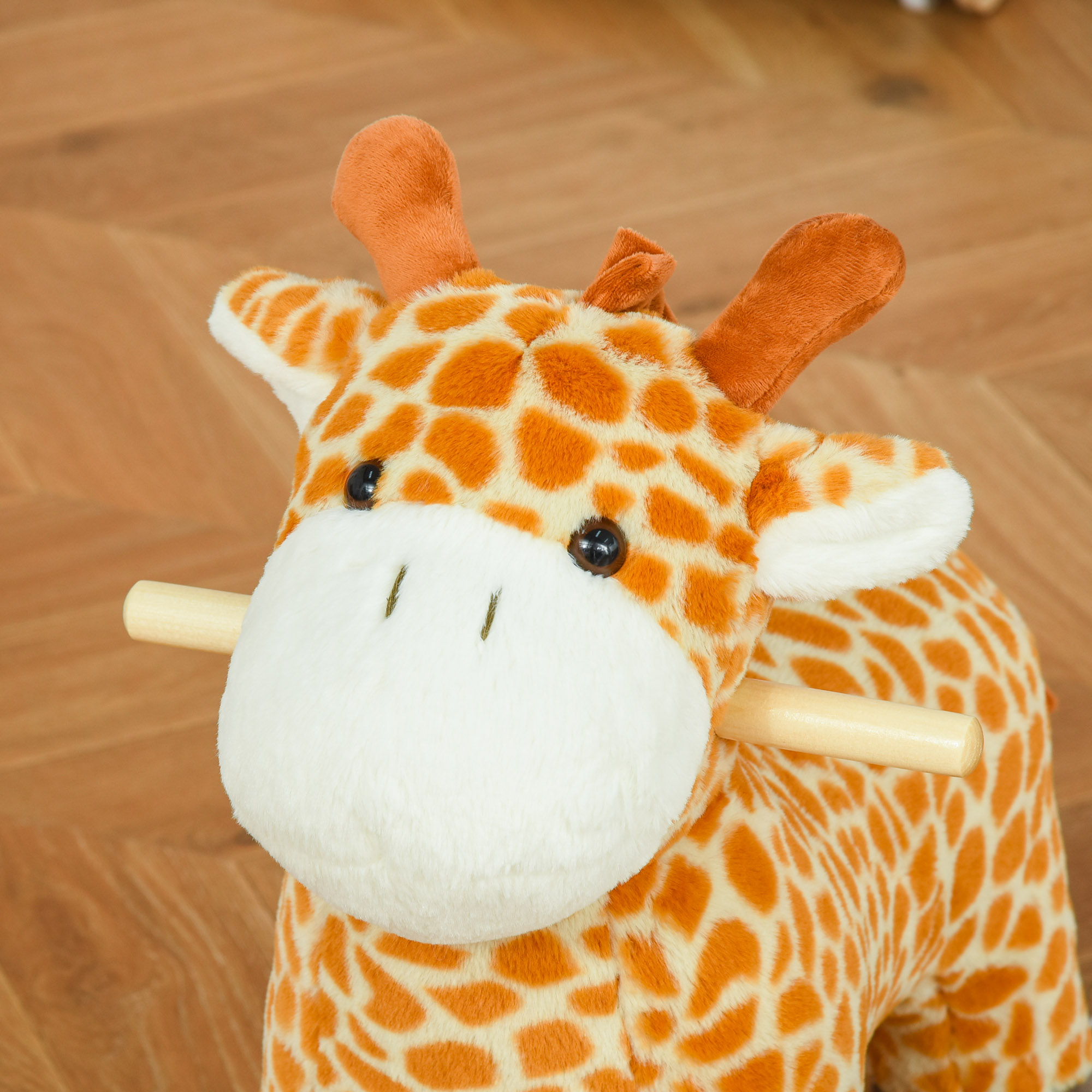 2-IN-1 Schaukeltier Giraffen mit Sound Effekt, Räder , Haltegriffen Plüsch Baby Schaukelspielzeug Schaukel Schaukelsitz für Kleinkinder 3-6 Jahre