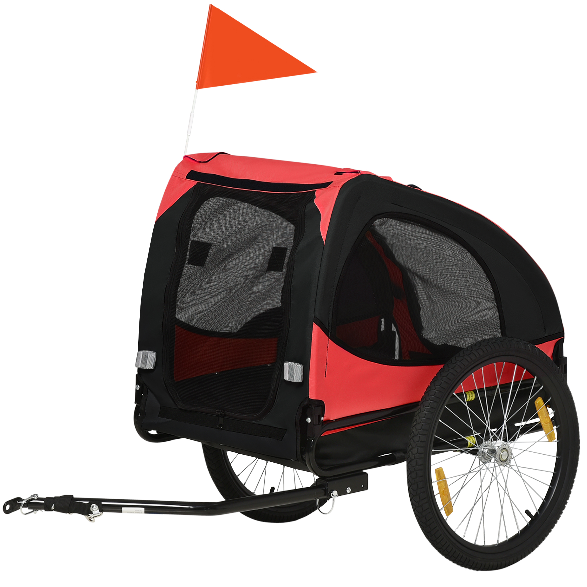Hundeanhänger, klappbarer Fahrradanhänger für Hunde, wasserbeständig, Oxfordstoff, Metall, 140 x 71 x 83 cm, Rot