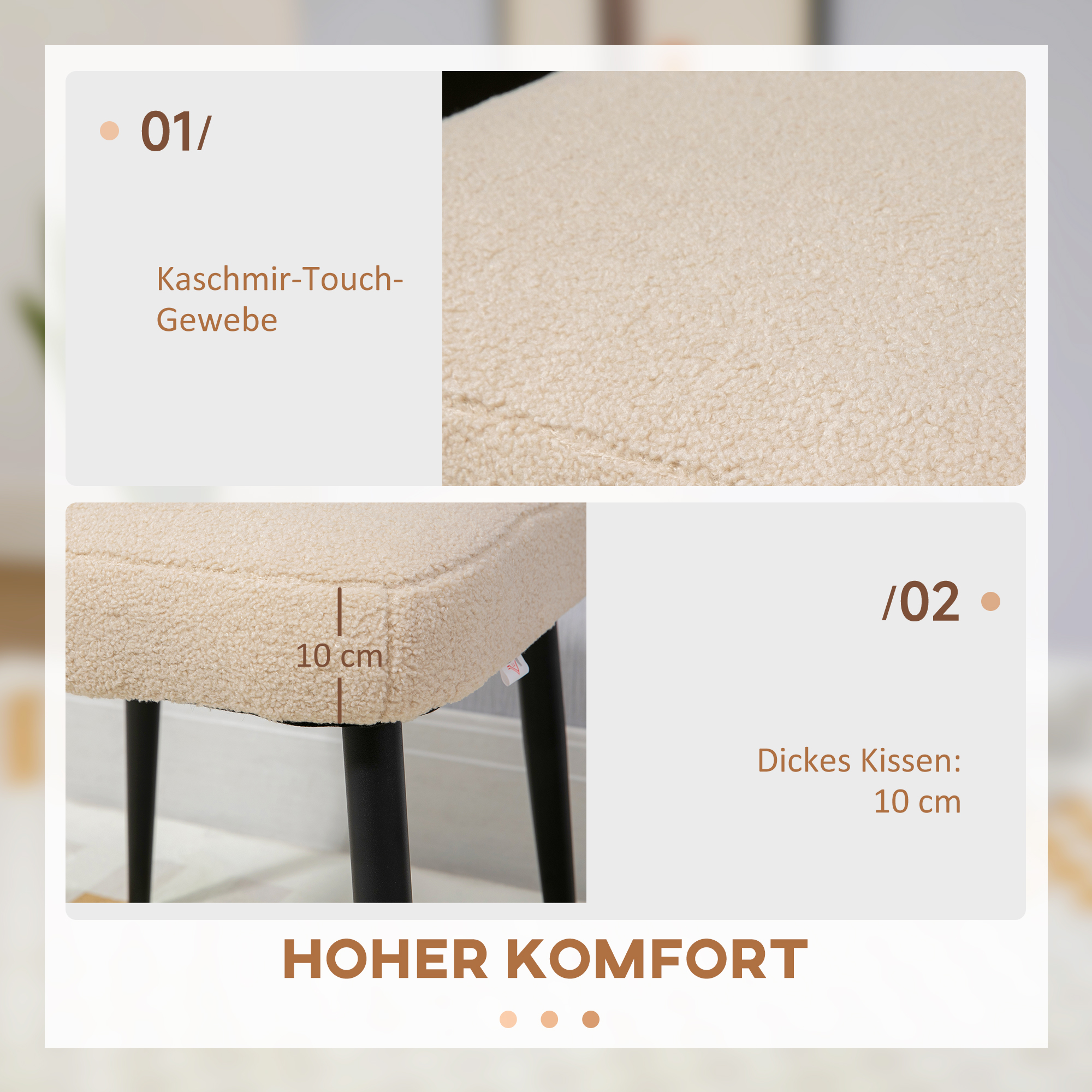 Hocker, Sitzhocker, Teddy, Fußhocker, Beige